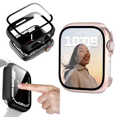 Wigento Smartwatch-Hülle Für Apple Watch Series 9 8 7 45mm / 6 SE 5 4 44mm 2 in 1 Hülle + Glas