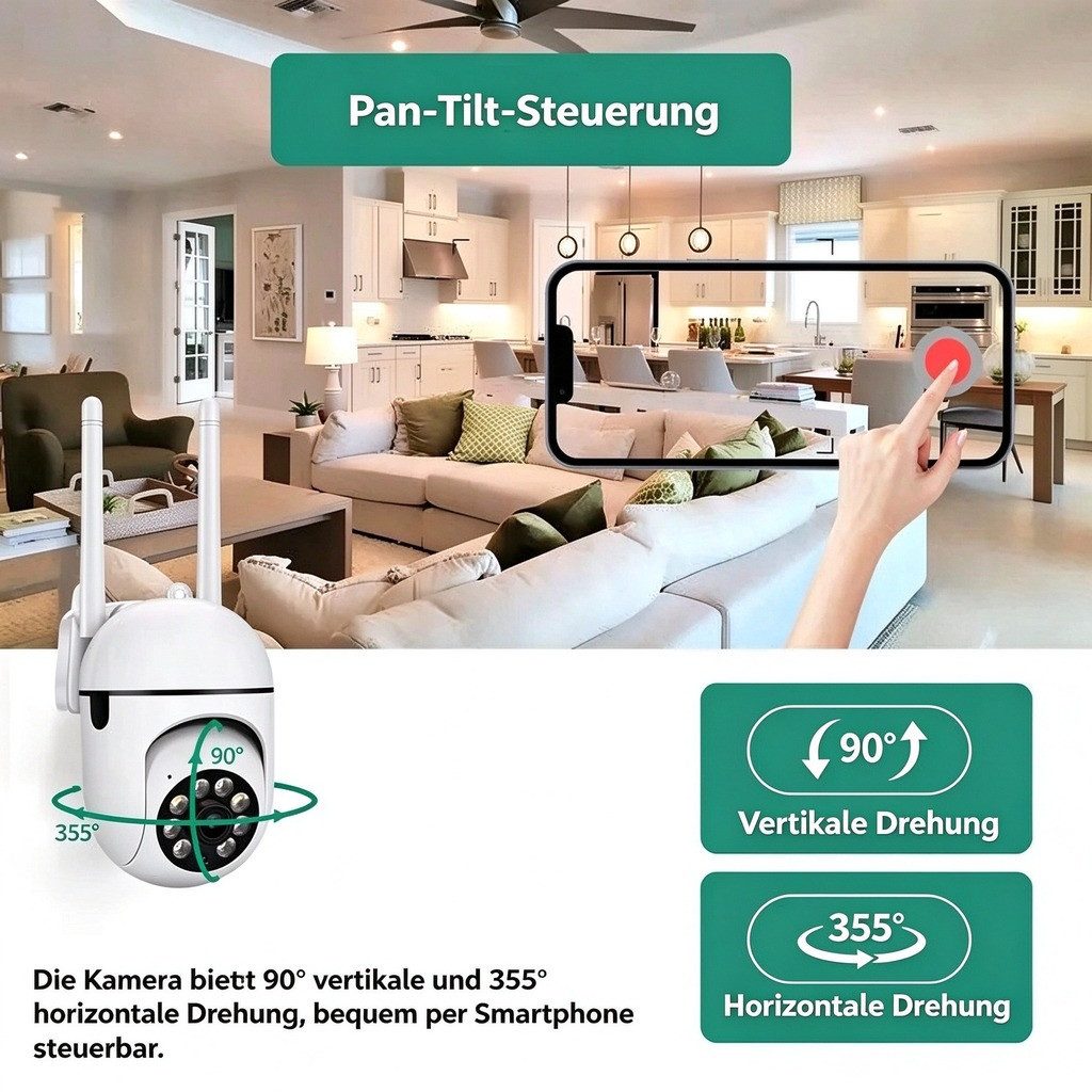 ANTCOOL Überwachungskamera 4er Set WLAN Kamera Innen/Außen, Personenerkennung, Nachtsicht (4-tlg) – Bild 3 von 5