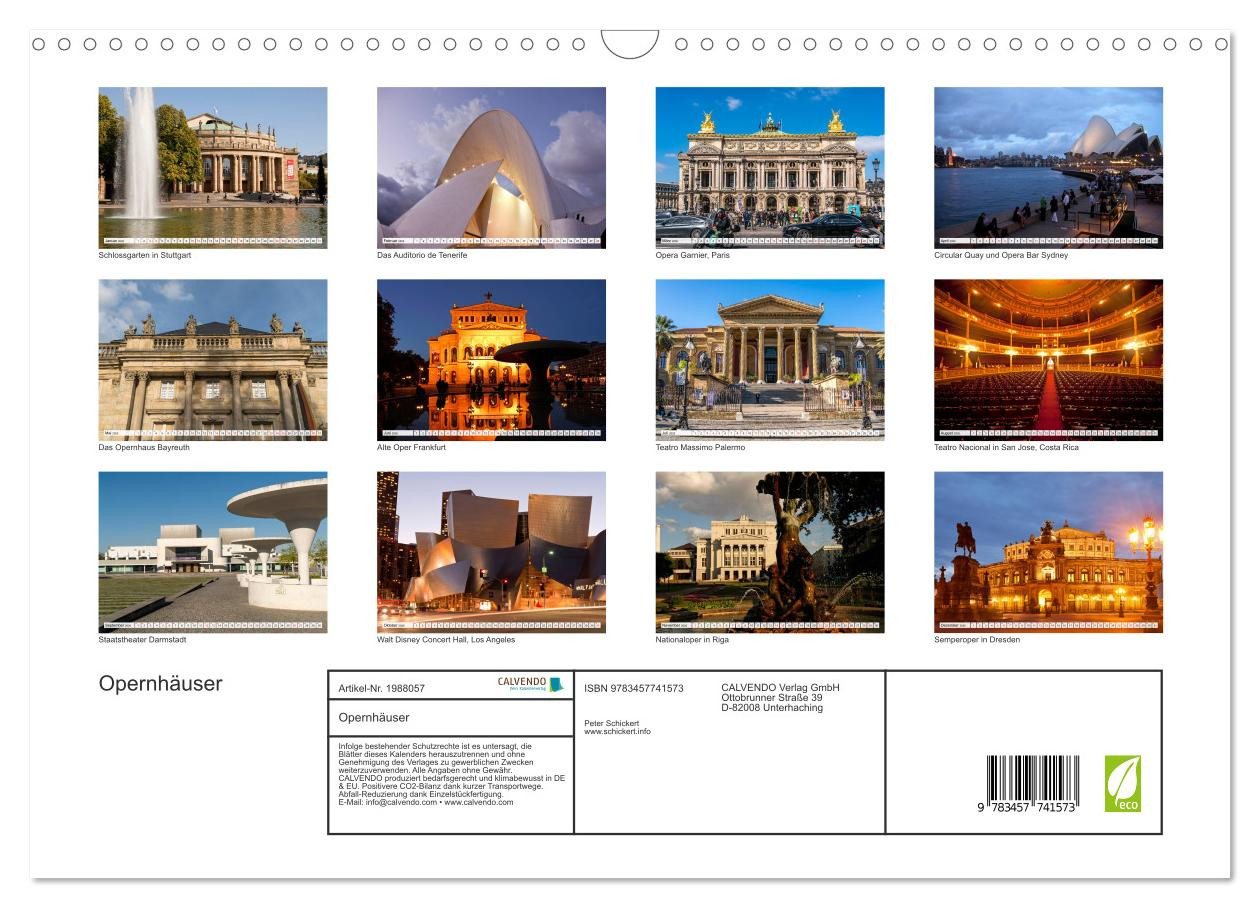Thumbnail - CALVENDO Wandkalender Opernhäuser (Wandkalender 2026 DIN A3 quer), CALVENDO Monatskalender