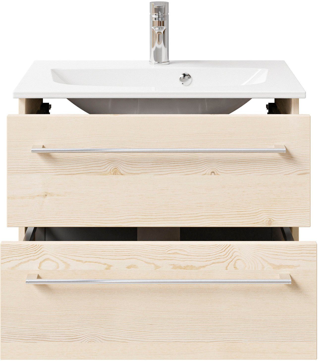 Saphir Waschtisch Serie 6025 Mineralmarmor-Waschtisch mit Unterschrank, 67 cm breit (2-St), Waschplatz mit 2 Schubladen, hängend, verschiedene Ausführungen