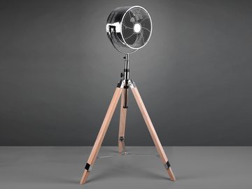 Reality Leuchten Standventilator, Design Raumlüfter Zimmer-Ventilator groß, Holz-Beine, höhenverstellbar