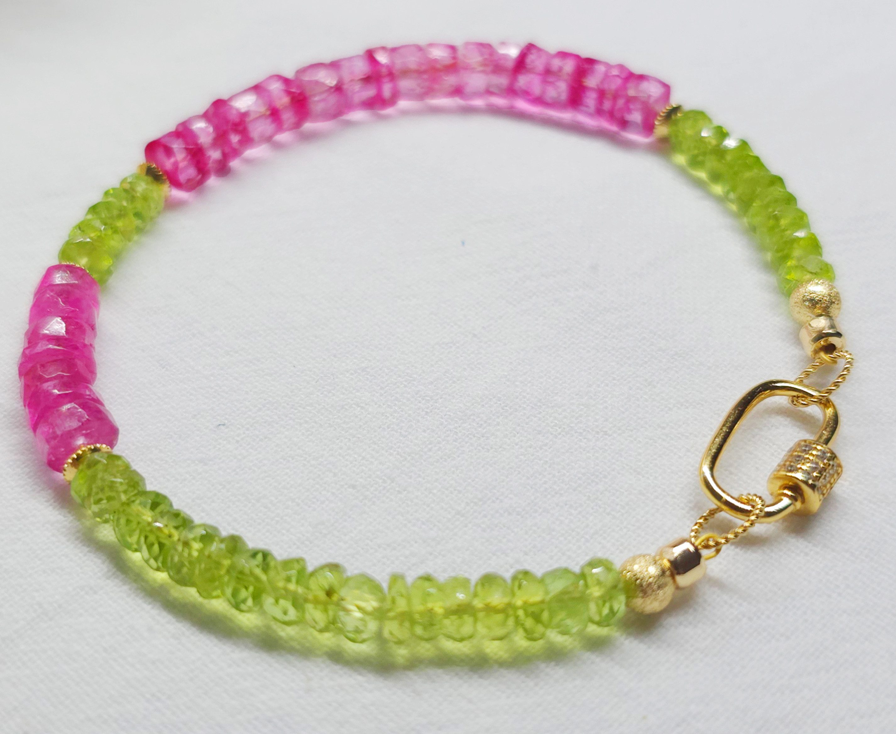 GOLDEN Armband Topas & Peridot Armband, 925 Silber Vergoldet, Edelsteine