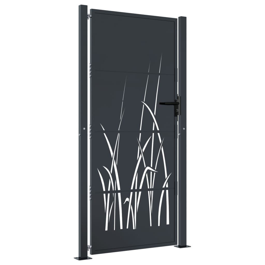 vidaXL Gartentor 100 x 175 cm Gartentor Anthrazit 105x180 cm Stahl Gras-Design Abschlie