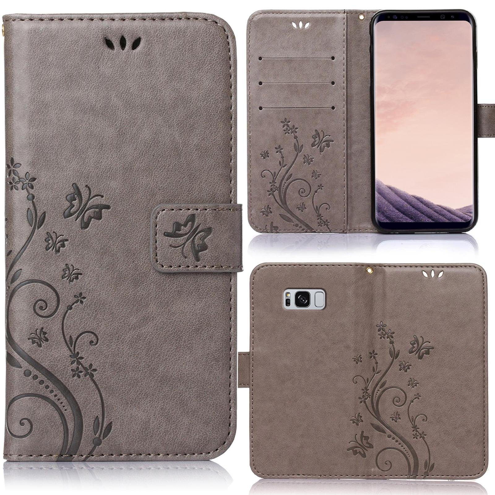 Numerva Handyhülle Bookstyle Flower für Samsung Galaxy S8, Handy Tasche Schutzhülle Klapphülle Flip Cover mit Blumenmuster