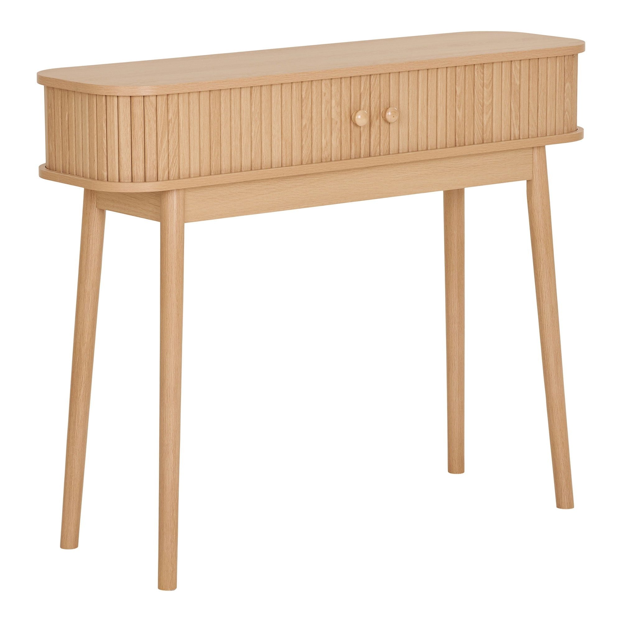 House Nordic Konsolentisch Schminktisch, 2 Lamellen-Türen, in eichefarbig - 100x80,5x30 (BxHxT) – Bild 4 von 5