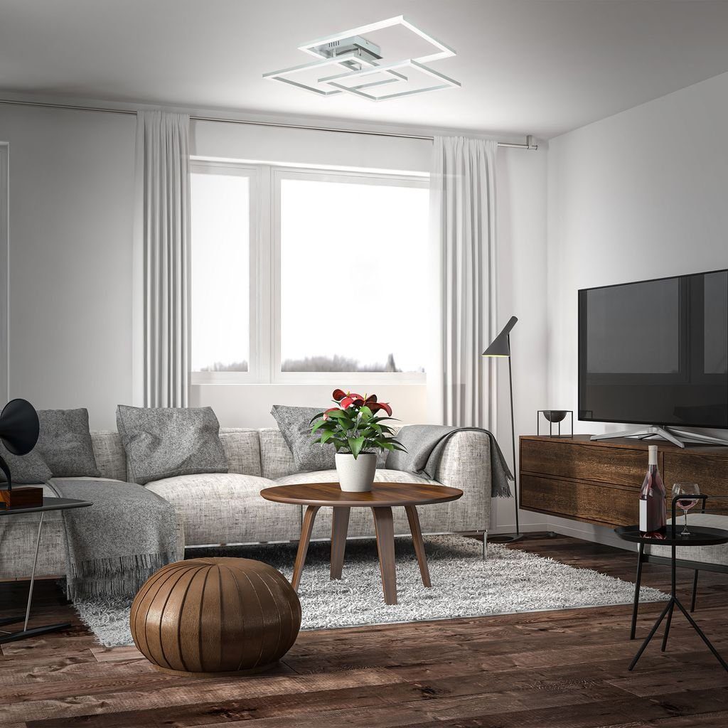 B.K.Licht Deckenleuchte smarte WiFi RGB Deckenlampe 69x69cm dimmbar 3-flammig Timer - BKL1320, Dimmfunktion, LED fest integriert, RGB Farbwechsler, CCT Farbtemperatursteuerung warmweiß / neutralweiß / kaltweiß, LED 48W 4800lm Nachtlicht Sprachsteuerung Fernbedienung iOS Android