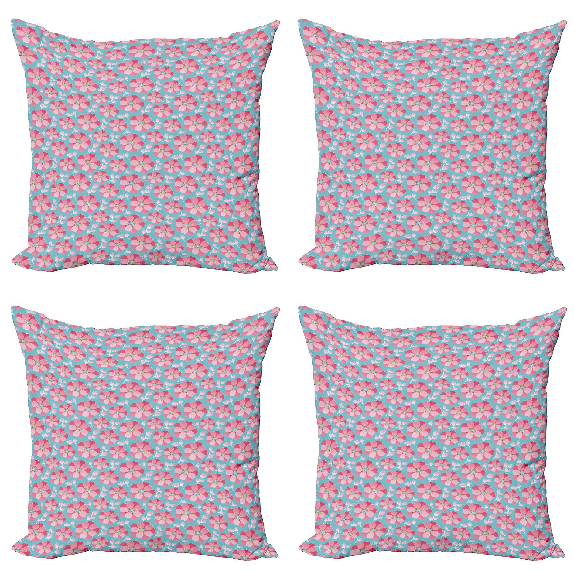 Petals Pink Doppelseitiger Accent Abakuhaus Modern Und Blau Kissenbezüge (4 Zusammenfassung Stück), Digitaldruck,