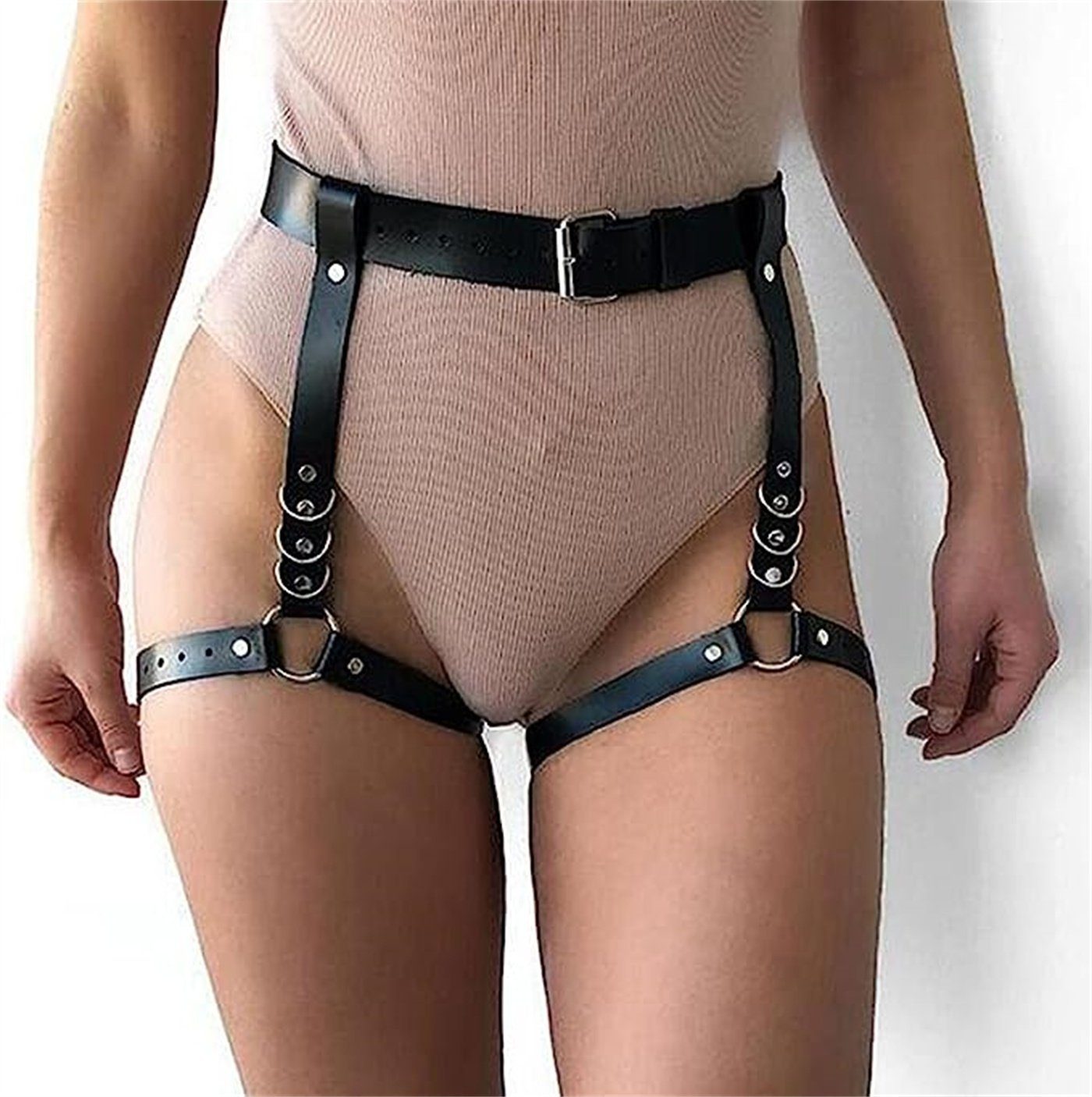 Frauen inspink Ketten Leder Gürtel Hüfte Kettengürtel Harness Sexy mit