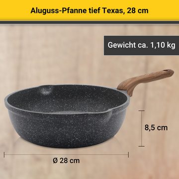 Krüger Bratpfanne Aluguss Pfanne tief Texas, 28 cm, Aluminiumguss (1-tlg), für Induktions-Kochfelder geeignet