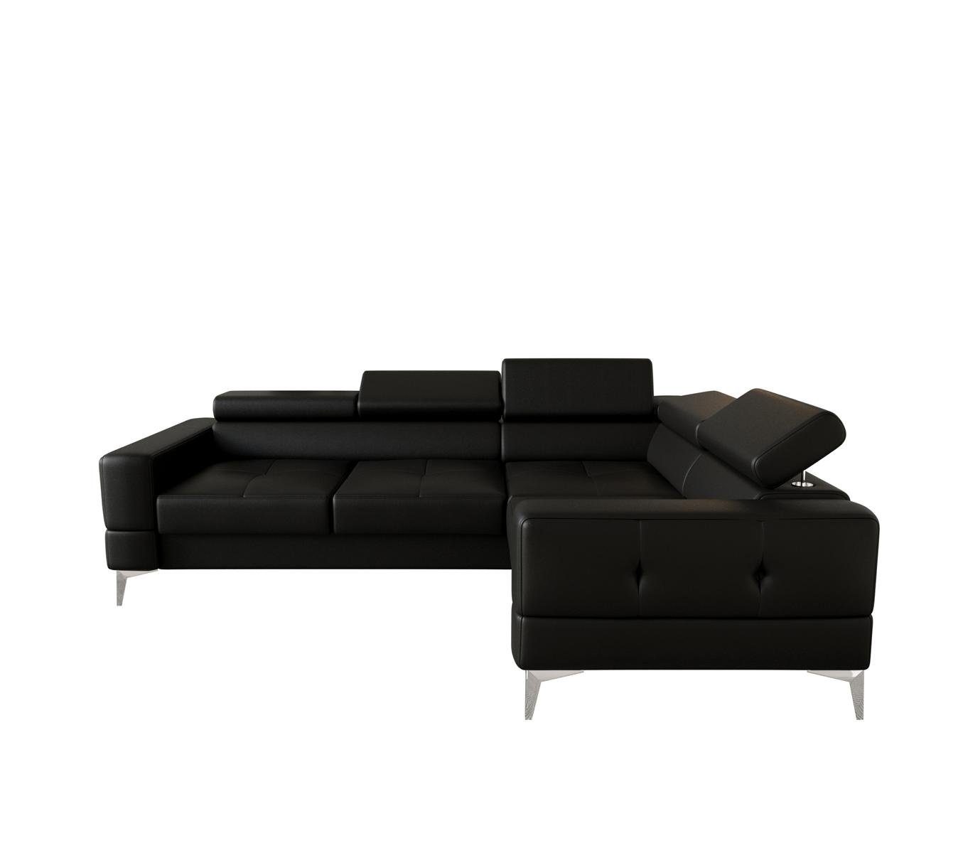 JVmoebel Ecksofa Multifunktion Sofa Couch Eckpolsterung Wohnzimmer L-Form, Made in Europe Schwarz