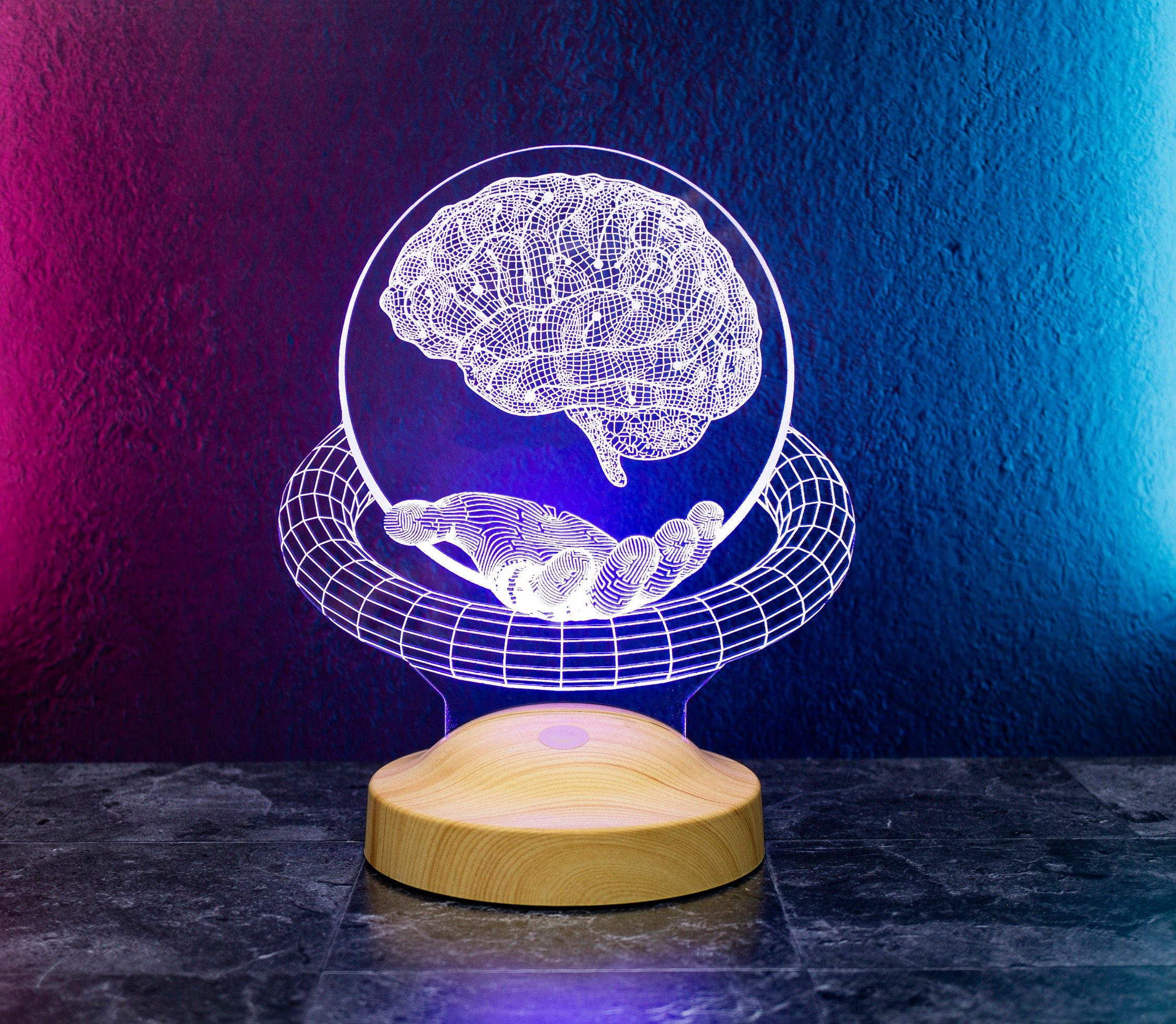 Geschenkelampe LED Nachttischlampe Gehirn-Hand 3D Geschenk für Neurologe / Gehirnchirurg, LED fest integriert, Geschenk für Berufseinstieg, Arzten