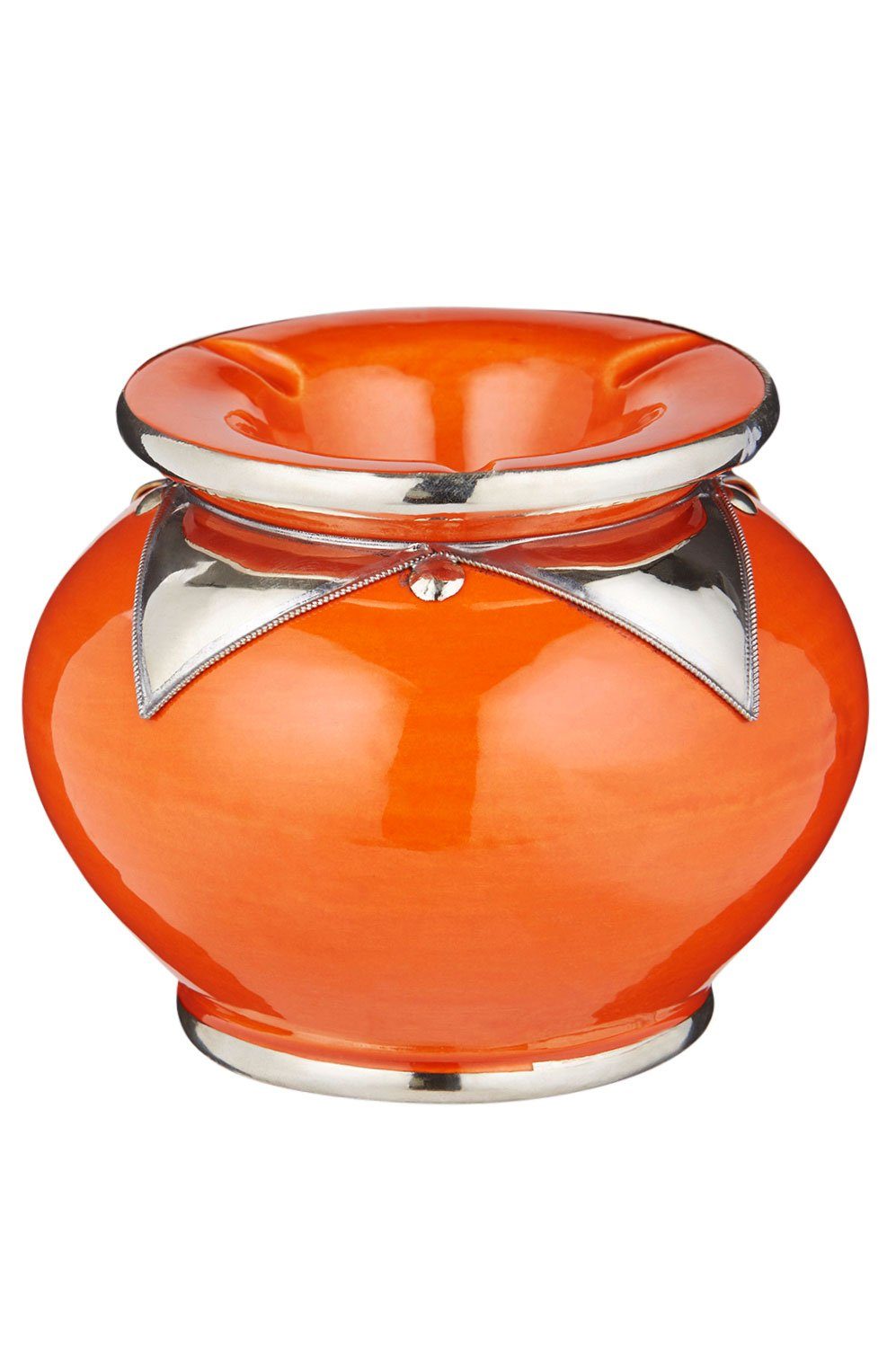 Marrakesch Orient & Mediterran Interior Aschenbecher Marokkanischer Aschenbecher Kanita Deko aus Keramik in Orange 11 cm, Handarbeit