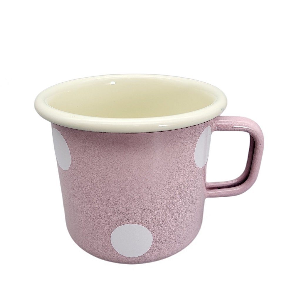 Rosa Outdoor Tasse, 8 Henkelbecher Tupfen cm. Henkelbecher, Outdoor Emaille Emaille, Tasse Linoows Henkeltasse, Kaffeetasse,