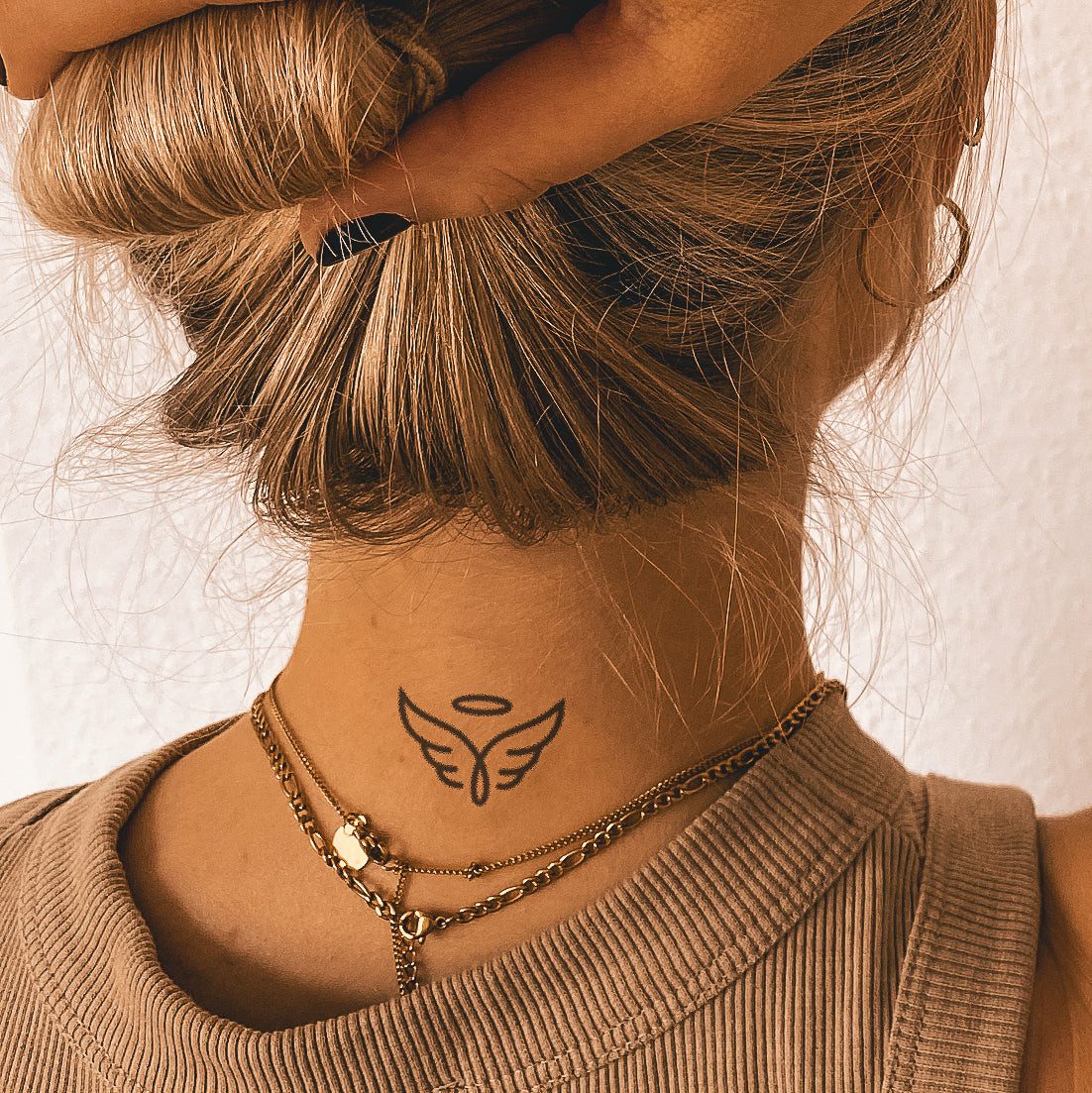 Inkster Schmuck-Tattoo Religiöse Tattoos, Vegane & EU-Kosmetikzertifizierte Farbe, wasserfestes temporäres Tattoo, 2 Wochen Halt
