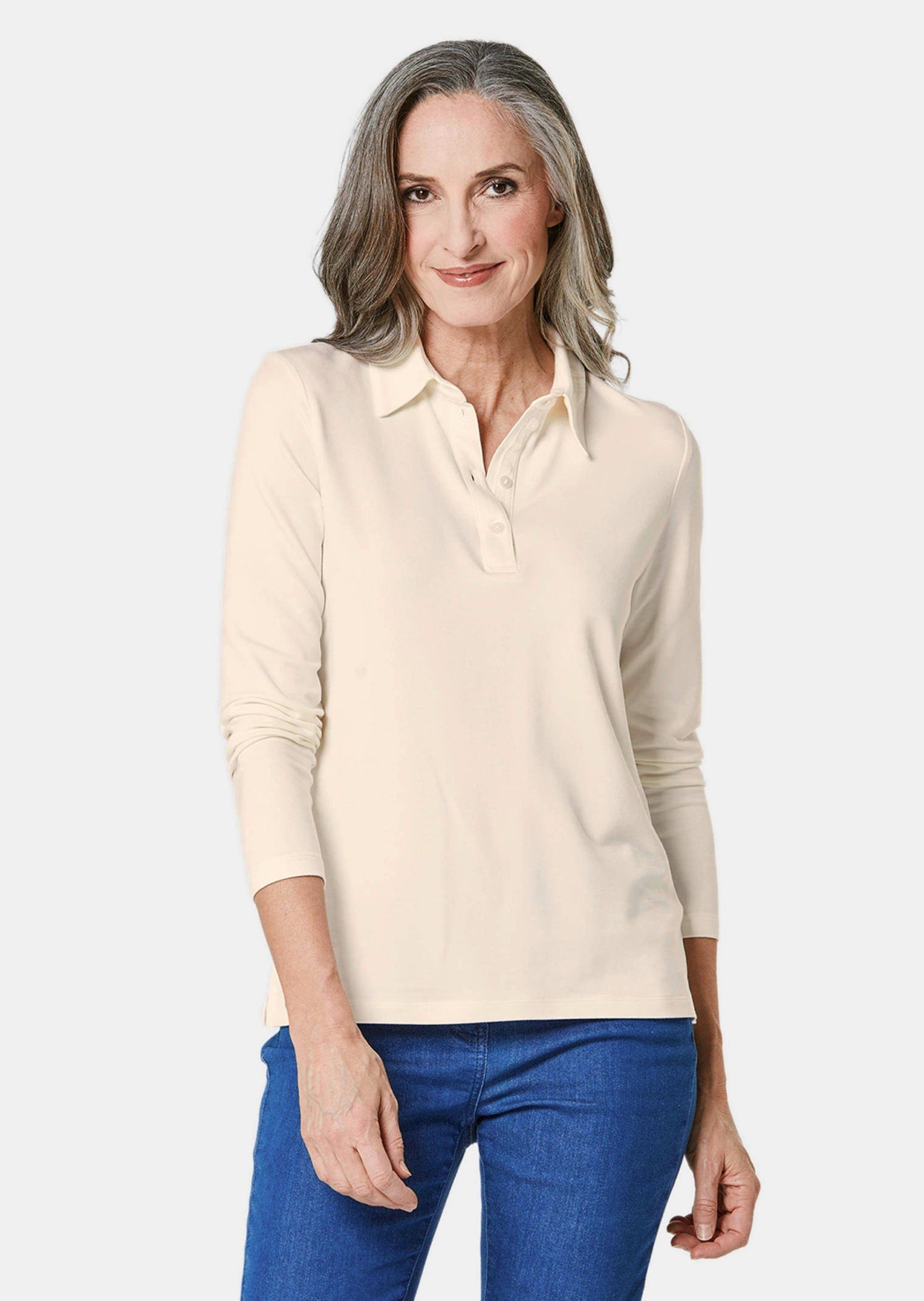 GOLDNER Poloshirt Langarm Poloshirt mit Schmuckband günstig online kaufen