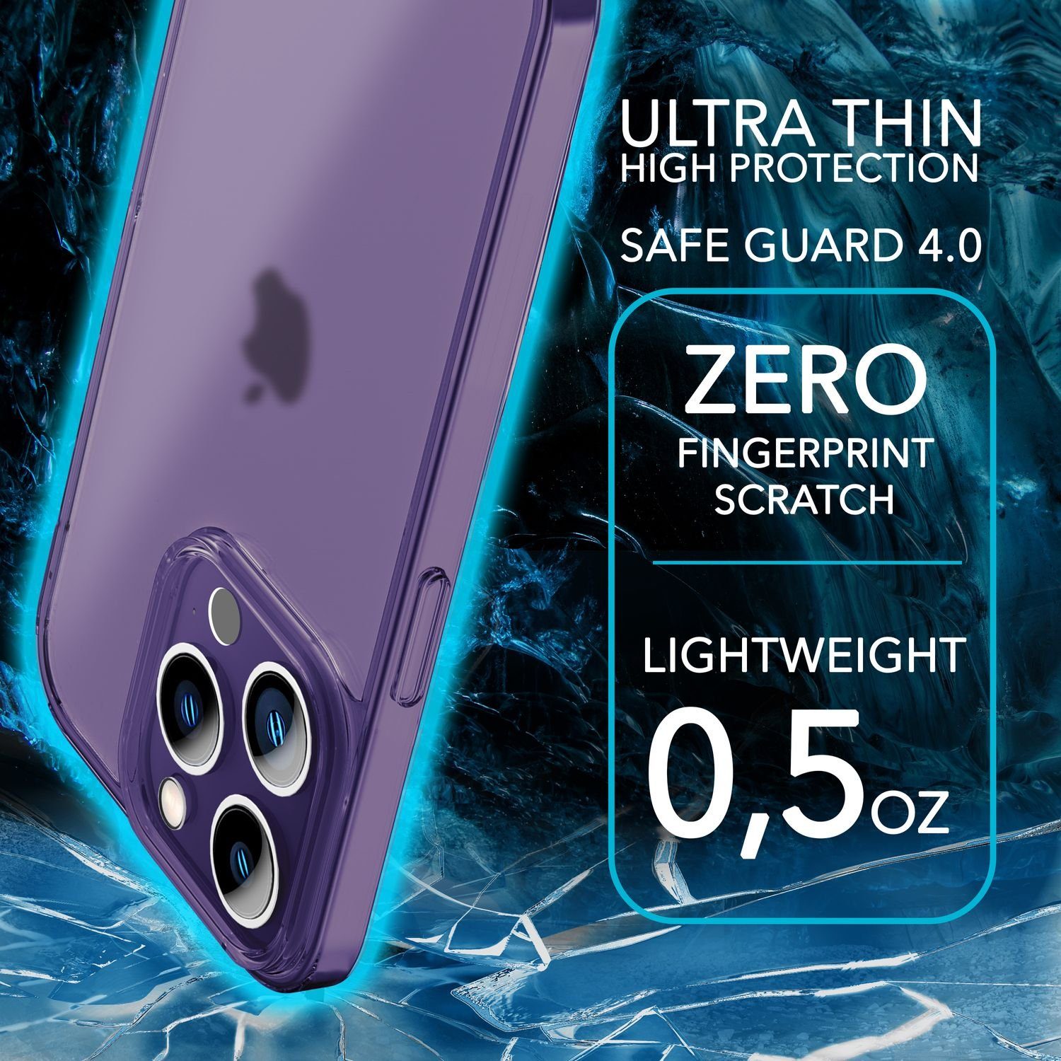 Nalia Smartphone-Hülle Apple iPhone 14 Pro Max 17 cm (6,7 Zoll), Extrem Dünnes Mattes Hardcase / 0,3mm Schlanke Hülle / Durchscheinend