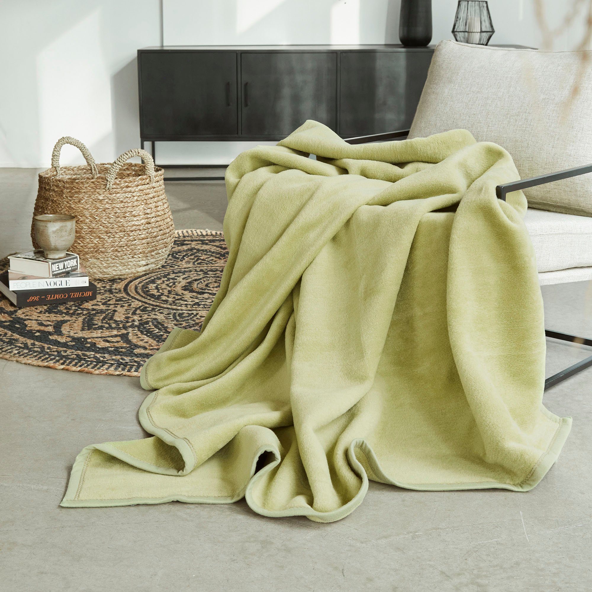 Wohndecke Uni Kniedecke Luxus, IBENA, unifarbenes Design günstig online kaufen