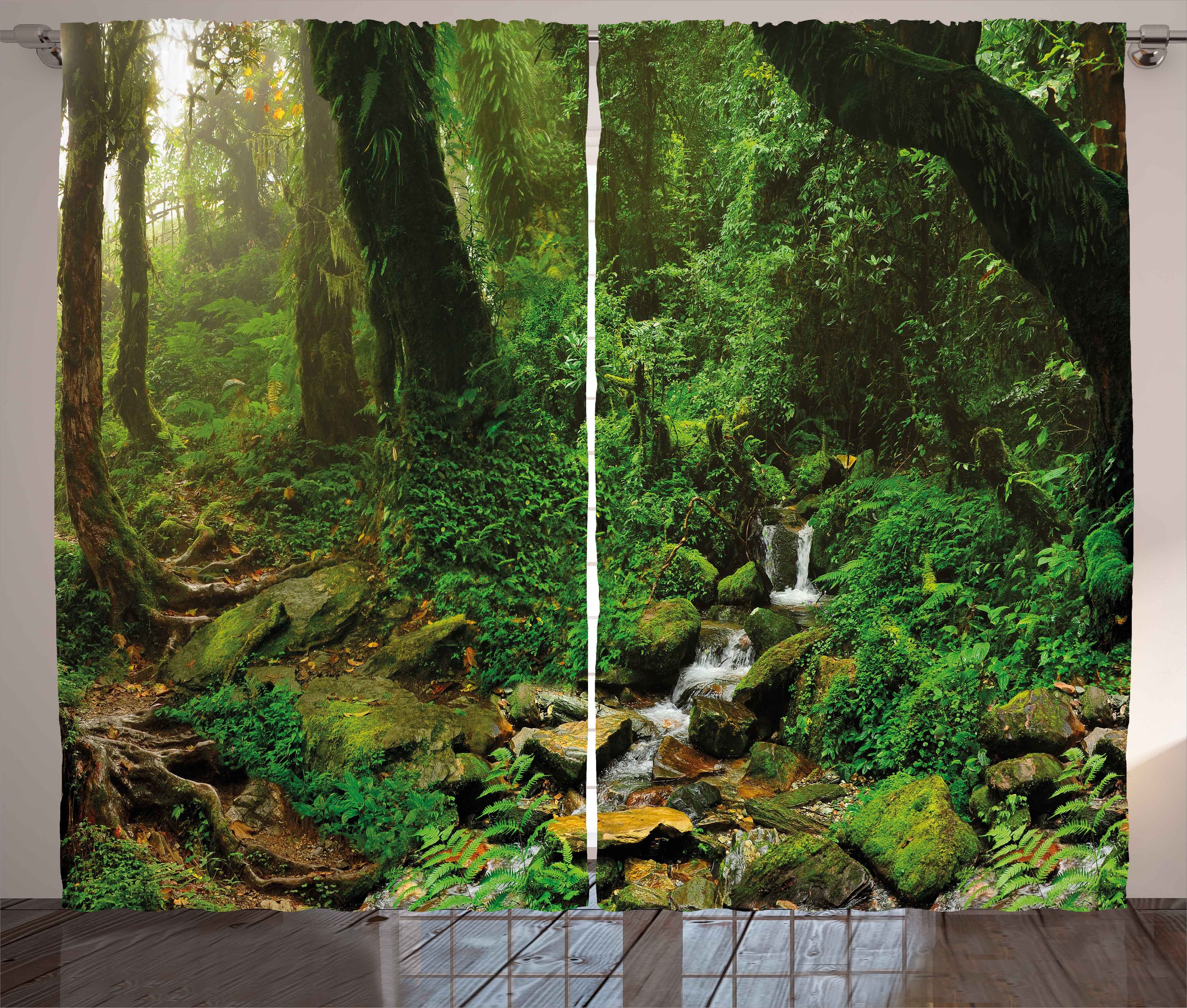 Gardine Schlafzimmer Haken, Nepal Bäume mit und Kräuselband Natur Vorhang Schlaufen Regenwald Abakuhaus