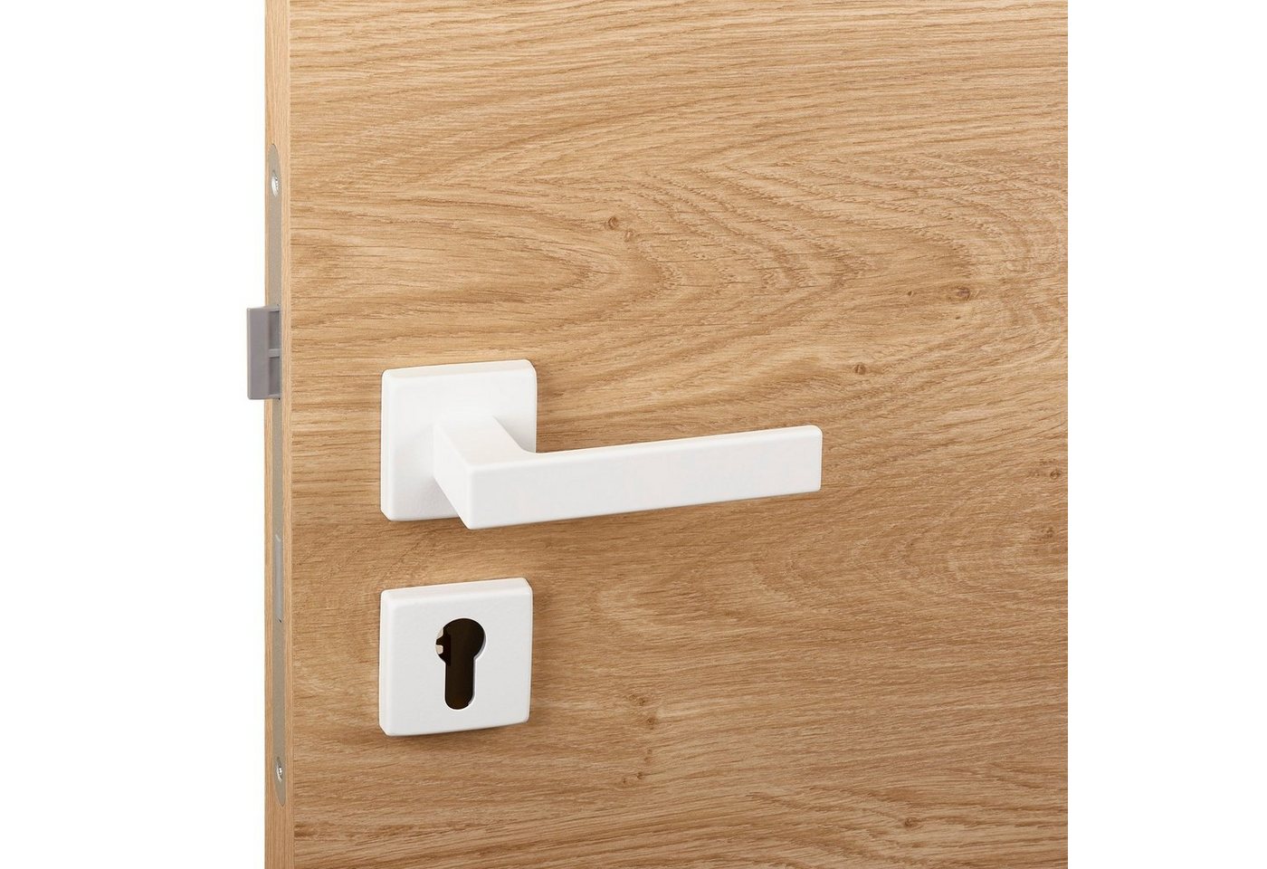 Thumbnail - SO-TECH® Drückergarnitur Türdrücker CUBE weiß 120 x 22 mm Vierkant 8 x 8 mm, Profilzylinder Rosettengarnitur für Eingang...