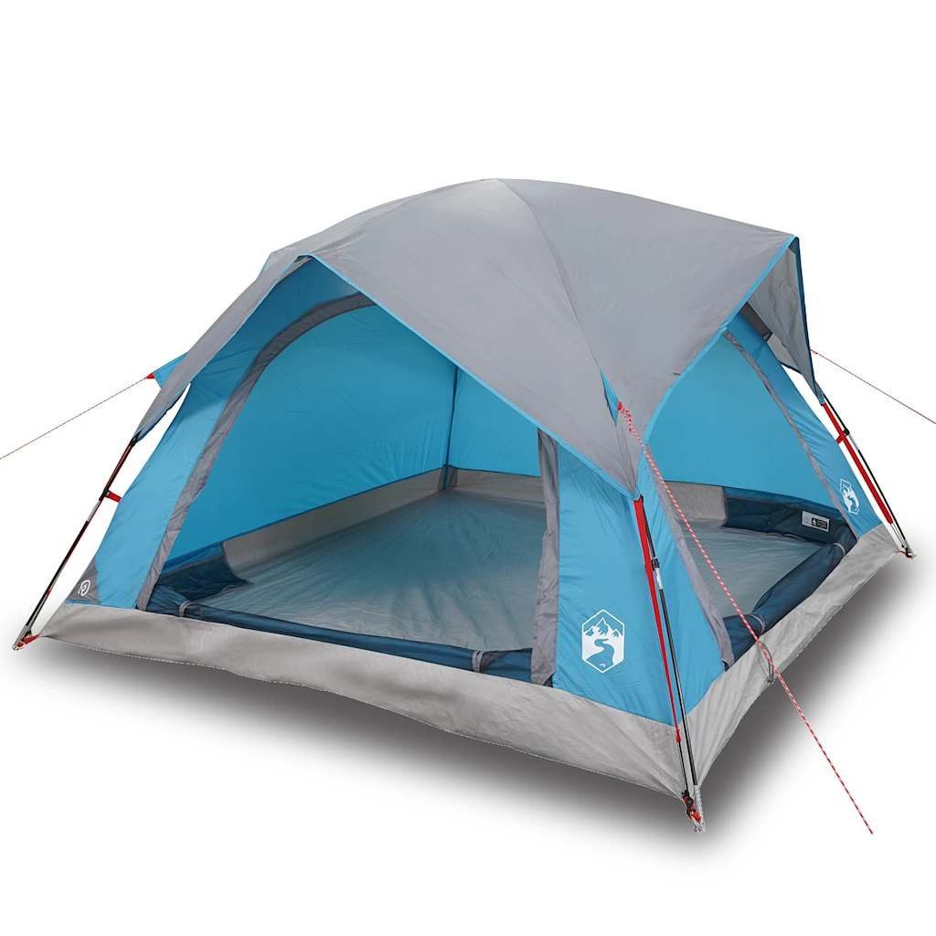 Kuppelzelt Campingzelt 4 Personen Blau Wasserdicht