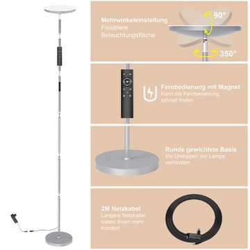 ANTEN LED Stehlampe Dimmbar LED Standleuchte 3300LM 30W Deckenfluter Leselampe Stehleuchte, mit Fernbedienung und Touch-Steuerung, Grau