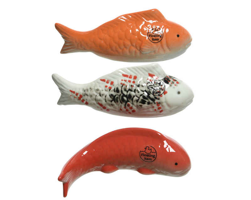 Decoris season decorations Dekofigur, Dekofiguren Koi Fisch Porzellan 16cm Teichdeko schwimmend 1 Stück sort