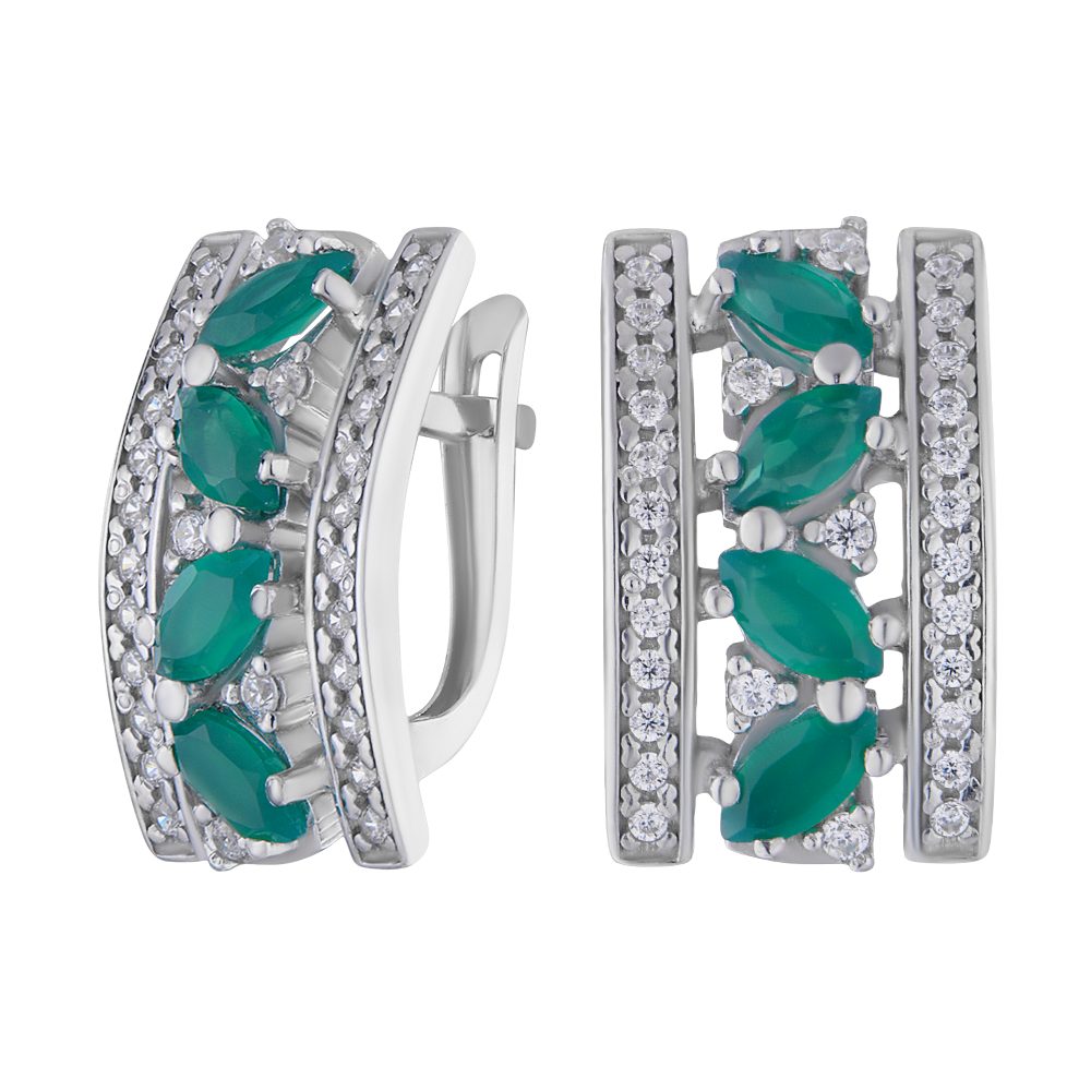 Secretforyou Creolen-Set Ohrringe Creolen 925 Silber Chrysopras Zirkonia Echtschmuck, 925 Sterling Silber