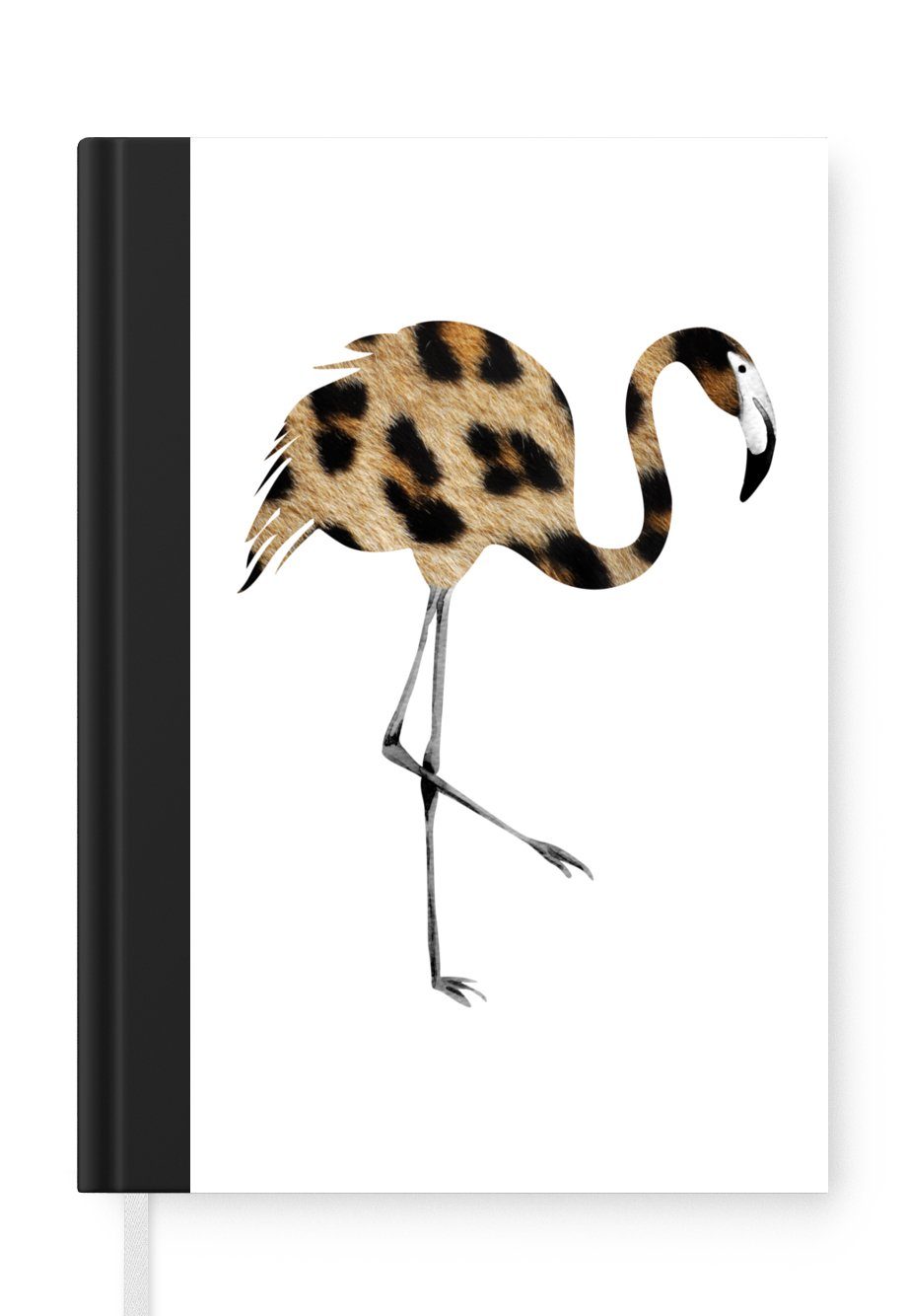 MuchoWow Notizbuch Flamingo - Pantherdruck - Tier, Journal, Merkzettel, Tagebuch, Notizheft, A5, 98 Seiten, Haushaltsbuch