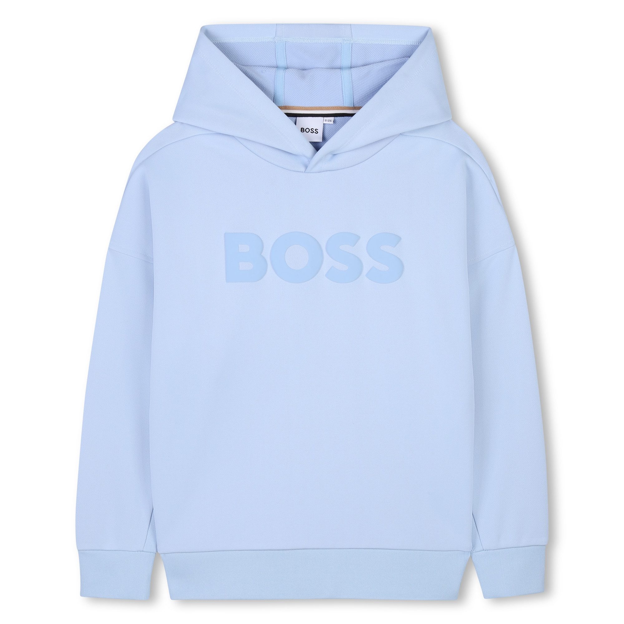 Boss Kidswear Kapuzenpullover BOSS Kidswear lässiger Kapuzenpullover in hellblau mit 3D-Logo-Print