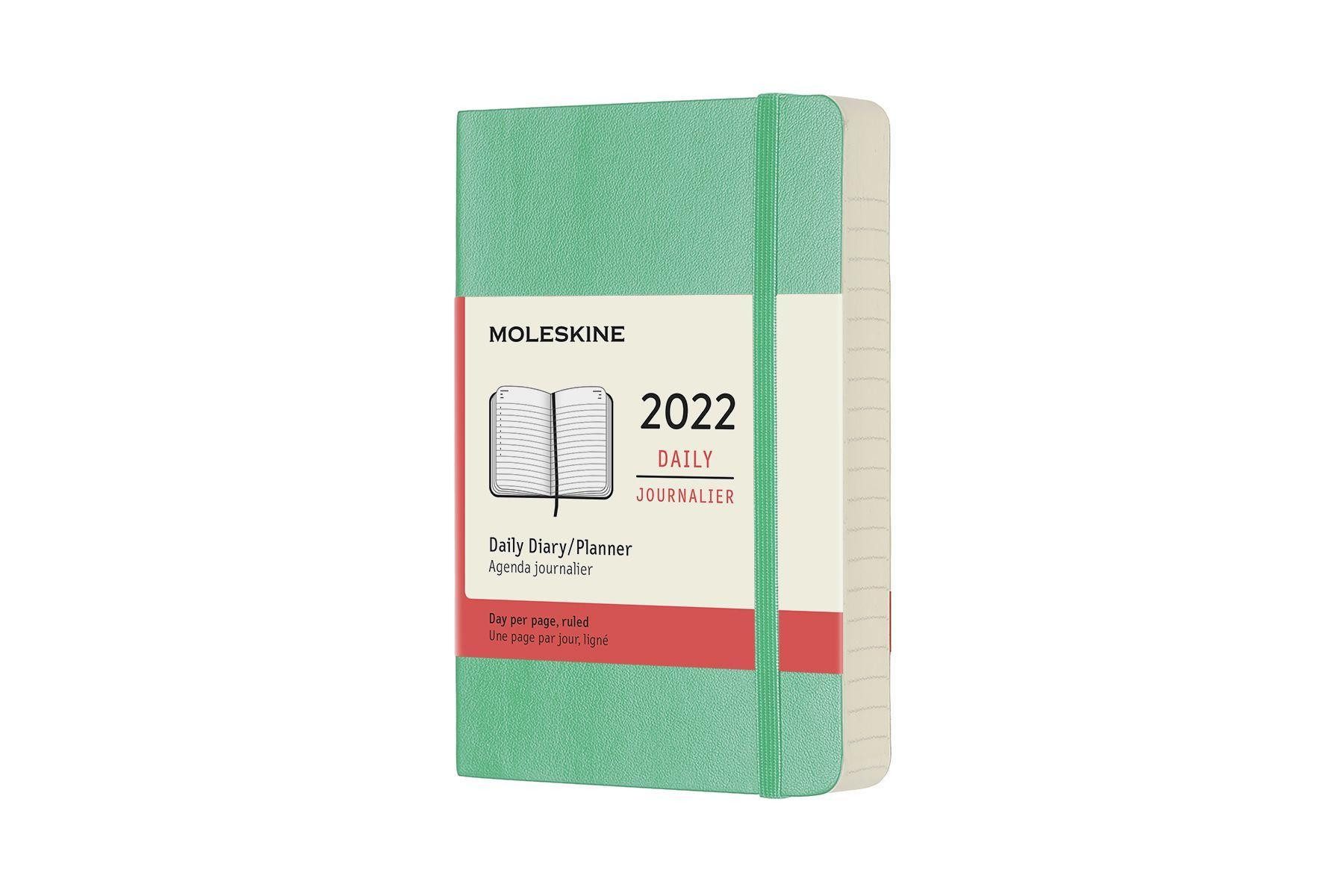 MOLESKINE Terminkalender Moleskine 12 Monate Tageskalender 2022 Pocket/A6, Eisgrün