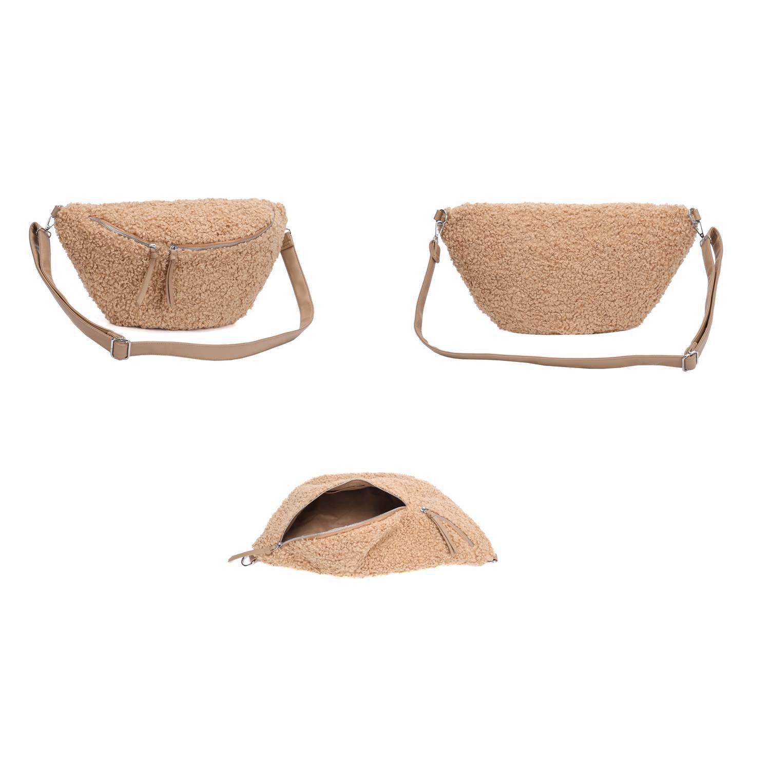 ITALYSHOP24 Schultertasche Damen XXL Teddyfell Tasche günstig online kaufen