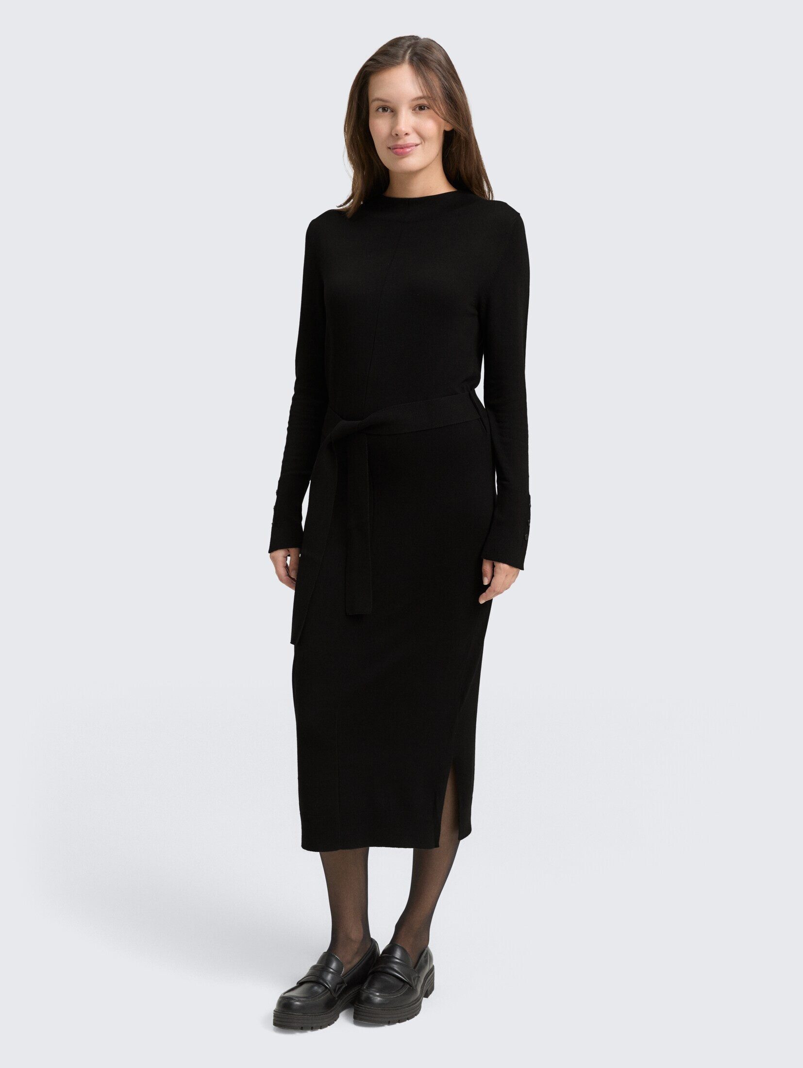 TOM TAILOR Sommerkleid Платья & Jumpsuits Fitted Midi-Kleid mit Gürtel