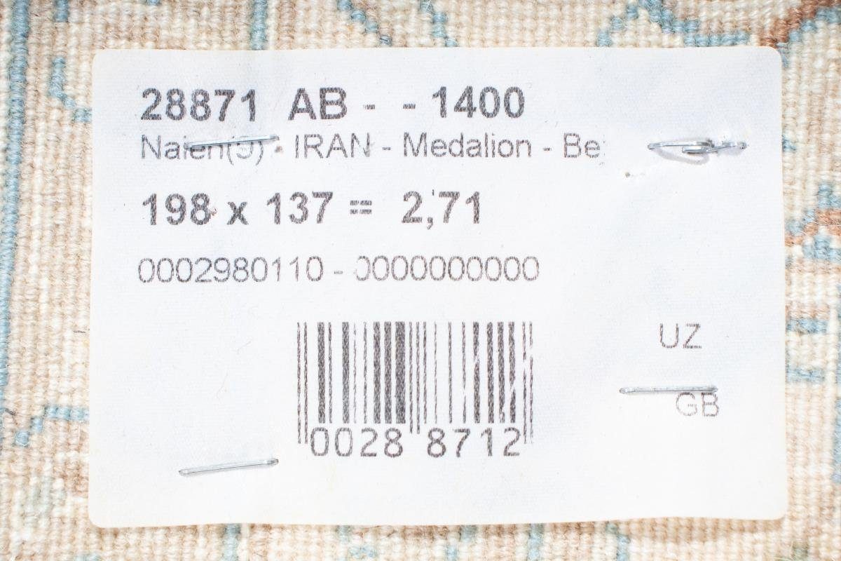 Nain Höhe: rechteckig, Nain Orientteppich Trading, 136x199 Perserteppich, mm / Handgeknüpfter 8 9La Orientteppich