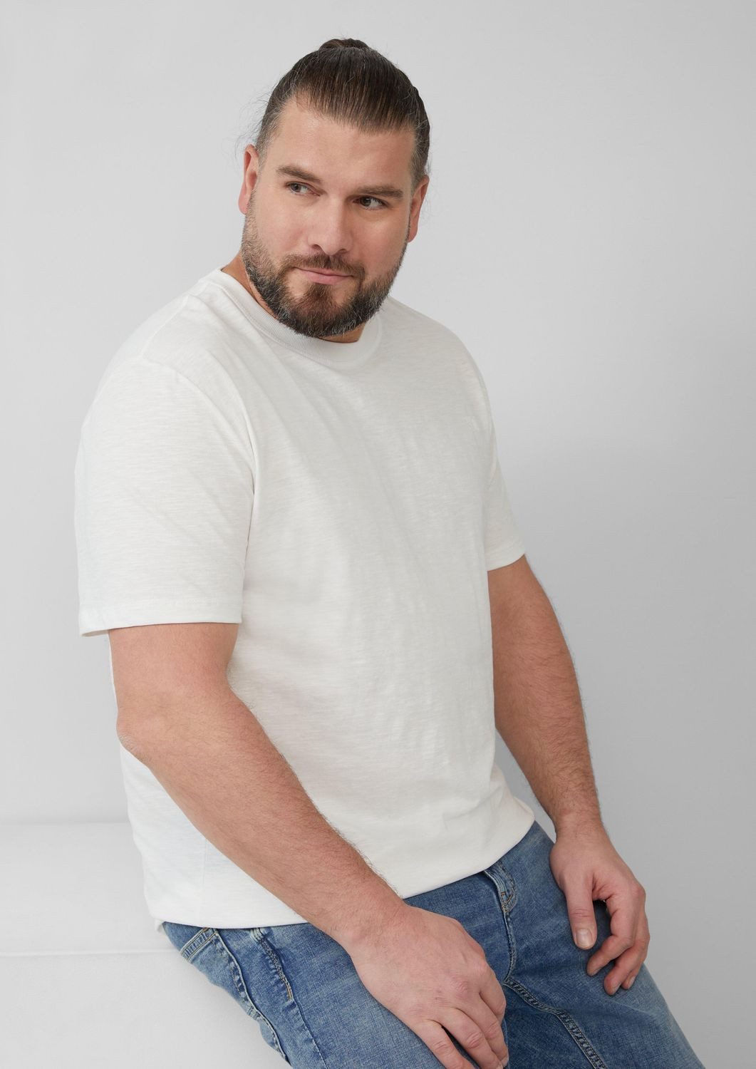 s.Oliver T-Shirt T-Shirt mit Flammgarnstruktur kurzarm, Rundhals, Logo günstig online kaufen