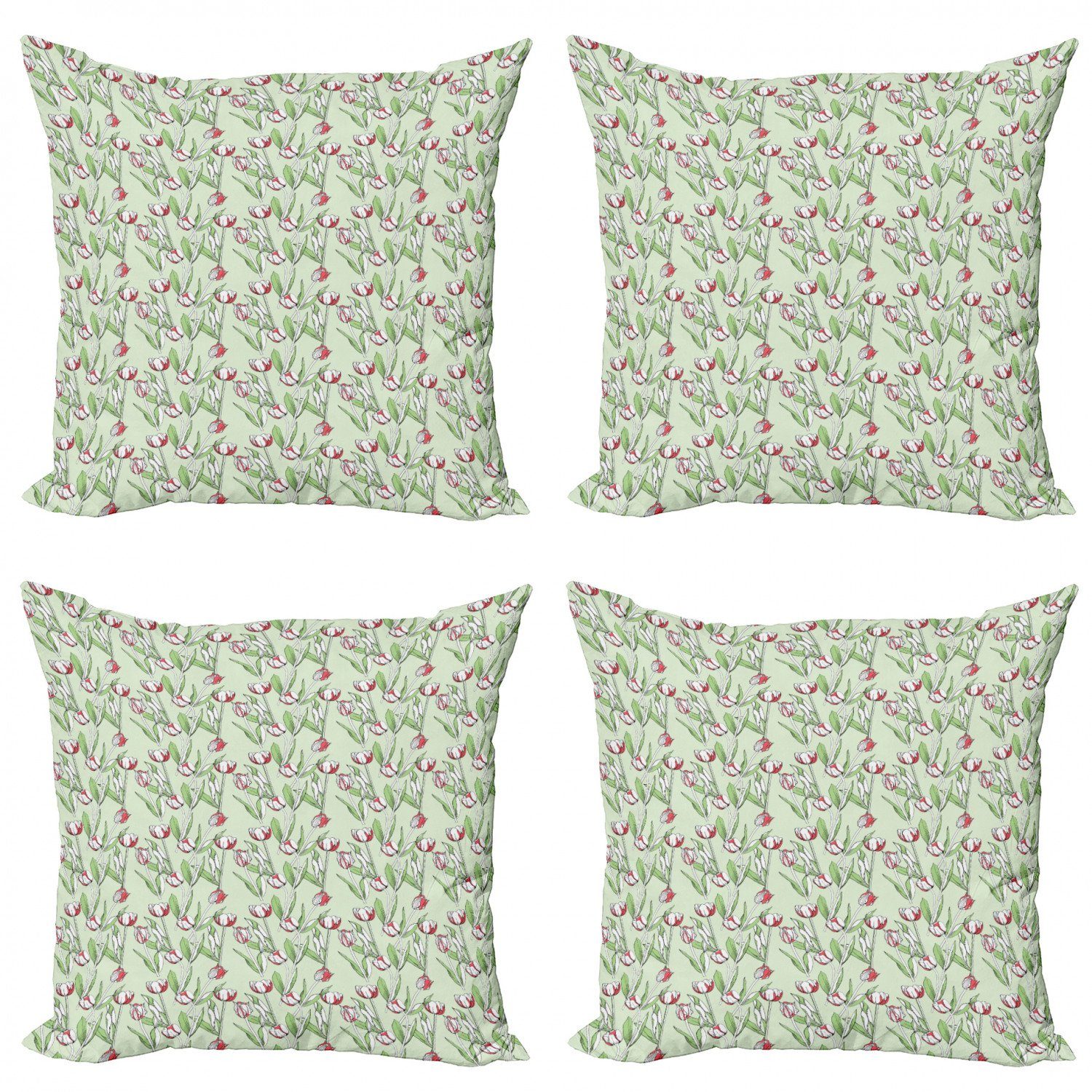 Stück), Modern Muster Accent Doppelseitiger Kissenbezüge Abakuhaus Digitaldruck, Botanisch Tulpen (4 Abstrakte