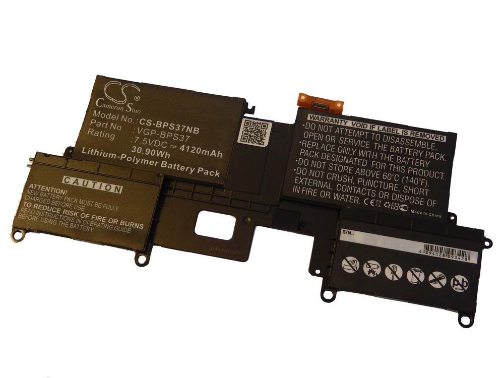 vhbw Akku passend für Sony Vaio SVP1121M1E, SVP1121M1EBI, SVP1121C5ER, Laptop-Akku Akku Li-Polymer 4120 mAh (7,5 V, 1 St), Leistungsfähiger Austausch-Akku für Notebook, Wiederaufladbar, Jede