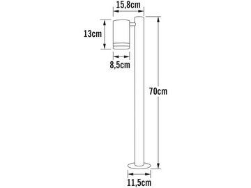 KONSTSMIDE LED Pollerleuchte, LED wechselbar, warmweiß, Garten-wegbeleuchtung, Gartenweg beleuchten mit Strom, Schwarz H: 70cm