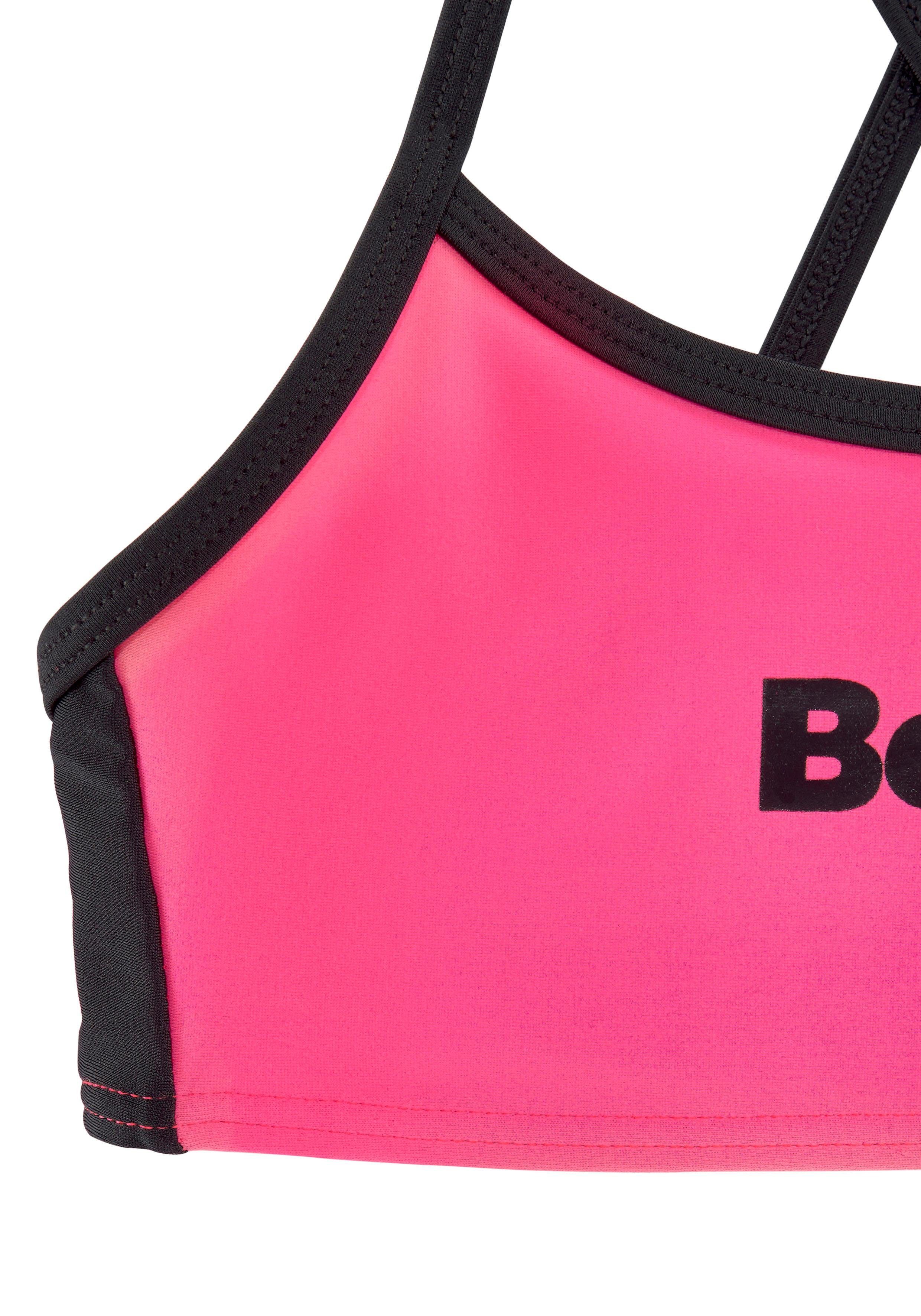 Bench. Bustier-Bikini mit gekreuzten Trägern pink-schwarz