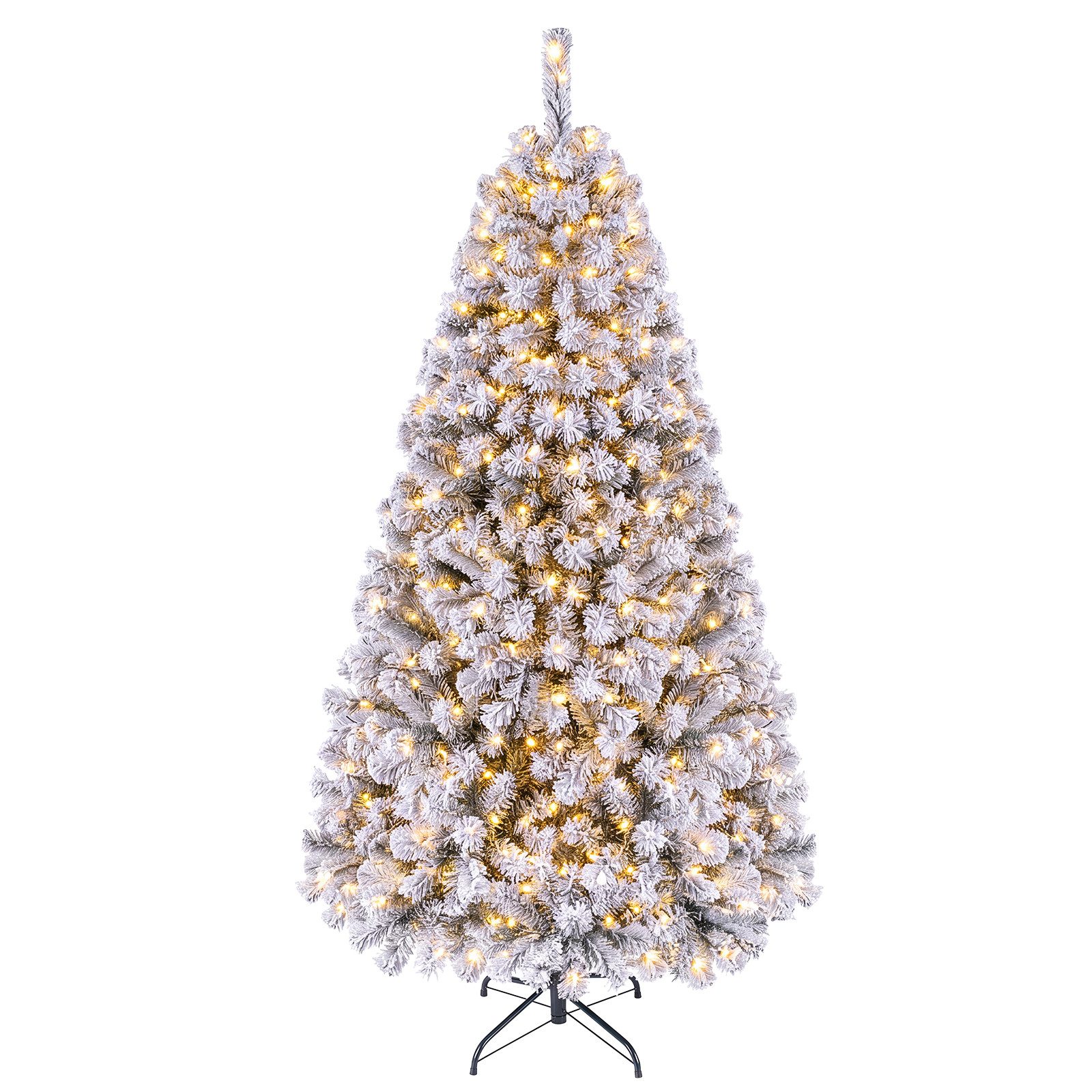 COSTWAY Künstlicher Weihnachtsbaum mit Schnee, 180cm, 600 Spitzen, 250 LED