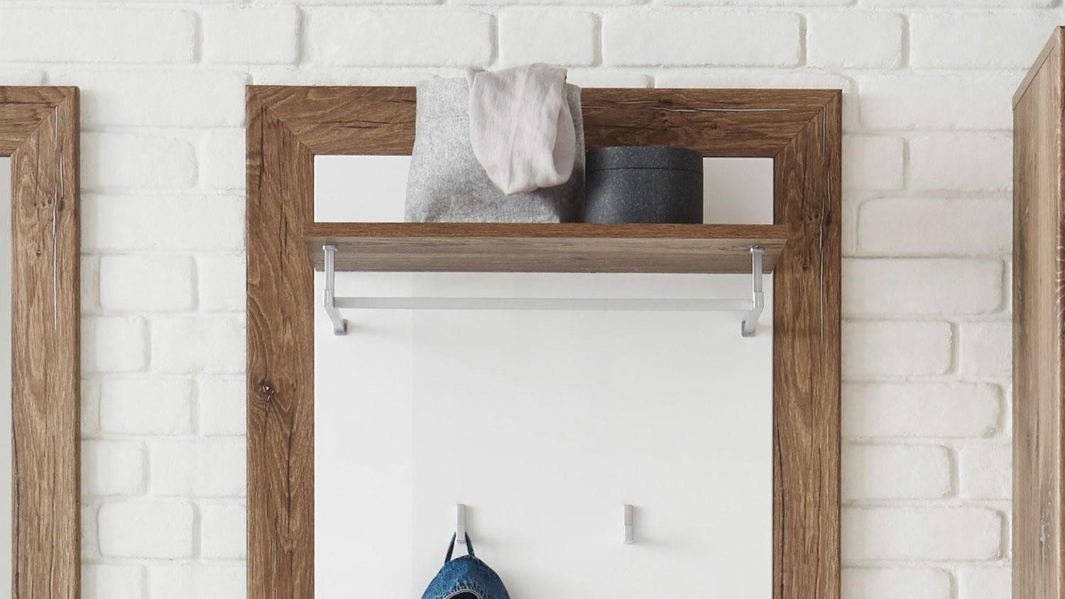 Bega Consult Garderoben-Set Garderobe Neapel Eiche Dunkel MDF weiß Hochglanz