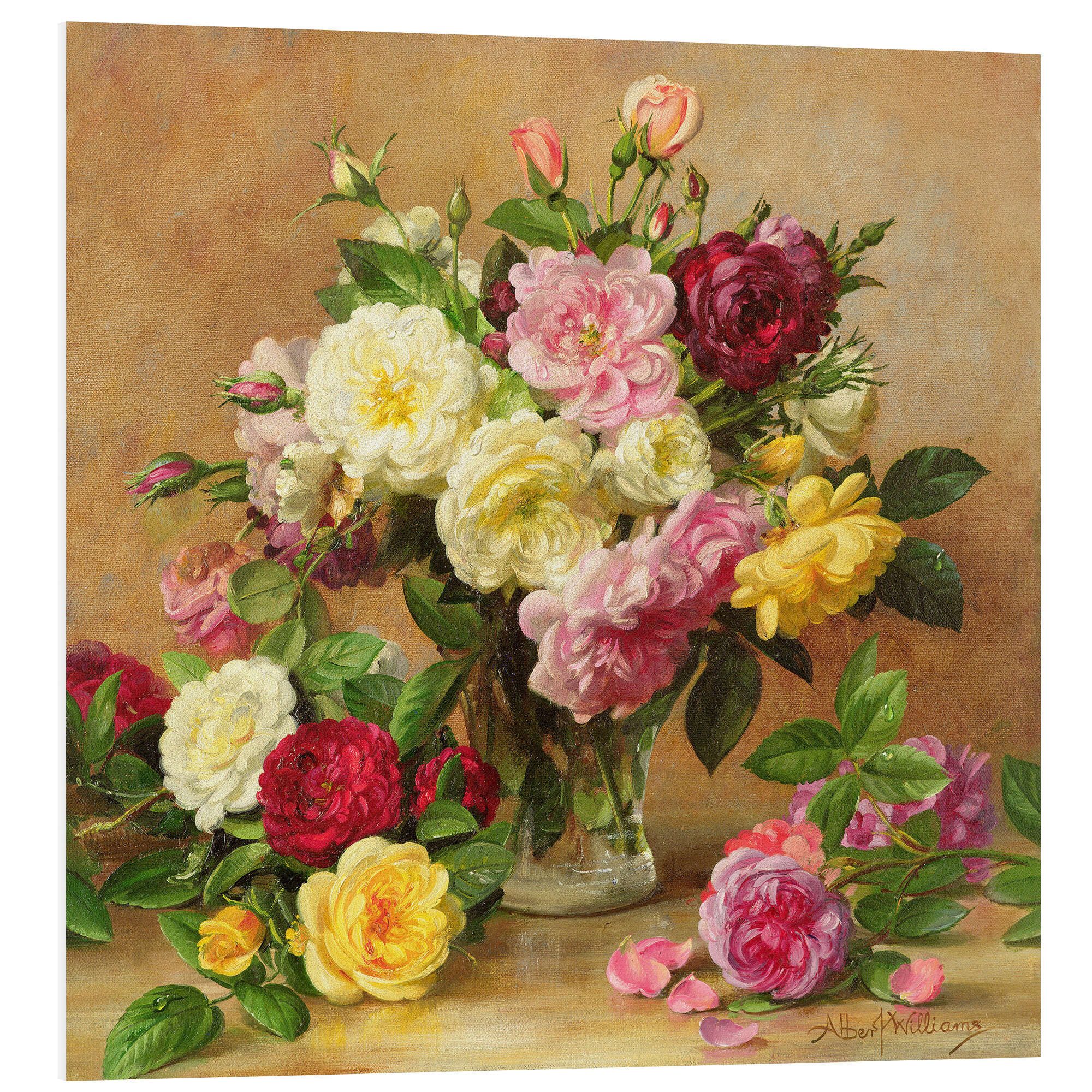 Posterlounge Forex-Bild Albert Williams, Altmodische viktorianische Rosen, Malerei