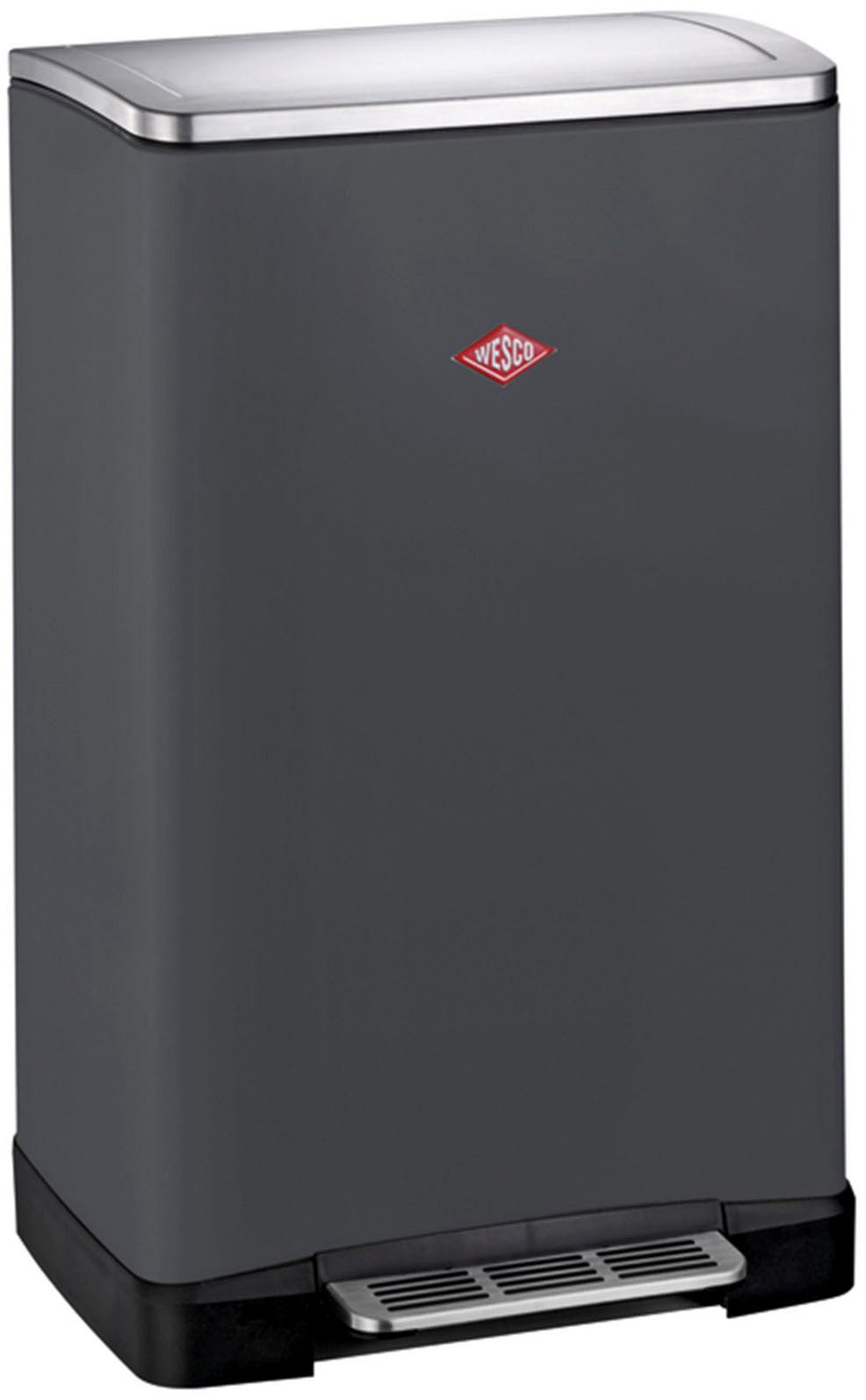 WESCO Mülltrennsystem Big Double Boy Abfallsammler mit Dämpfer, mit Kunststoffeinsatz, Edelstahldeckel mit Arretierung und Fußtritt