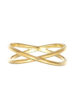 Elli Premium Fingerring X Kreuz Wickelring 375 Gelbgold, Kreuz