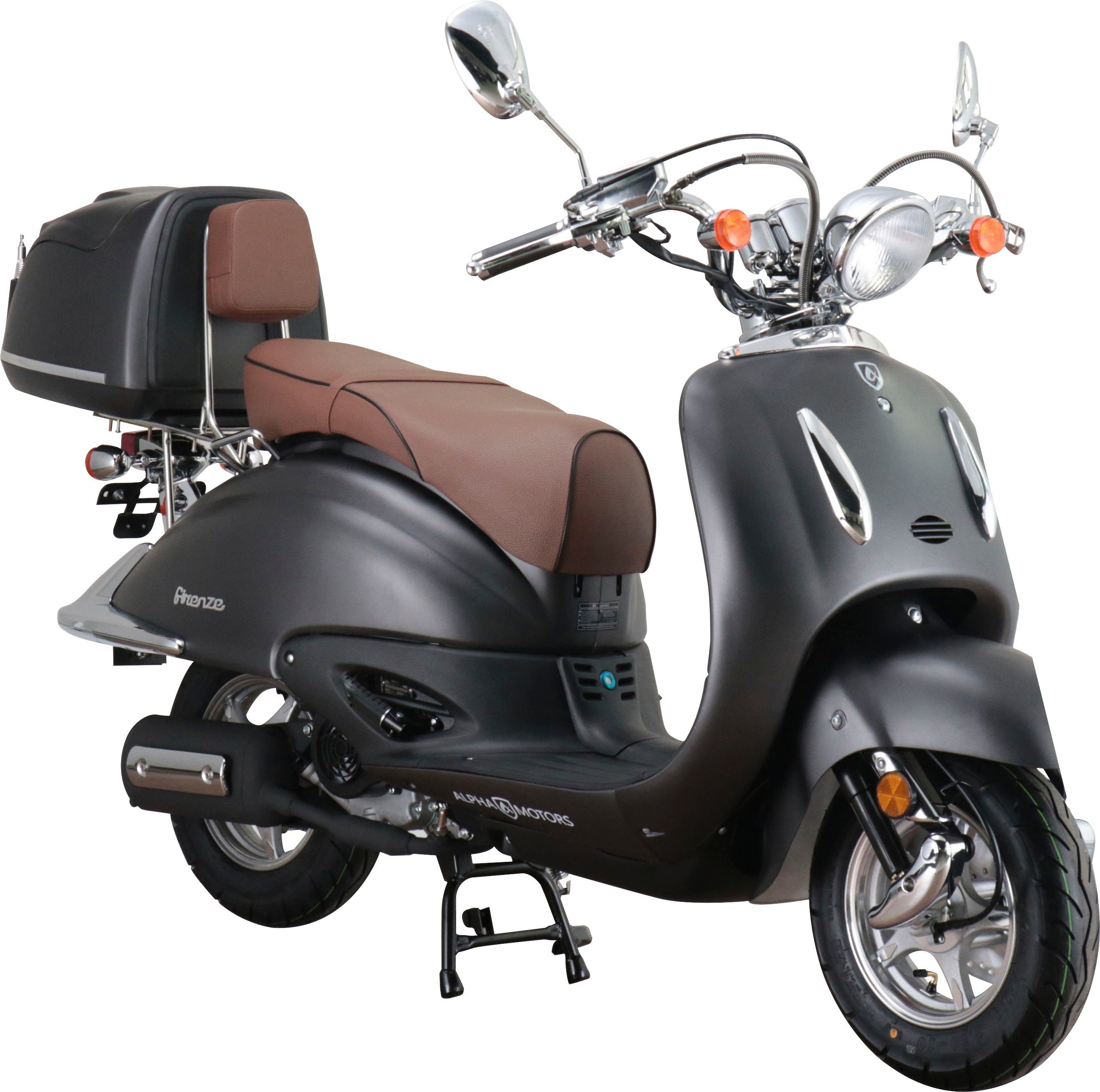 Alpha Motors Motorroller Retro Firenze, 50 ccm, 45 km/h, Euro 5, (mit Topcase), mit Lenkerschloss, im Retro-Look