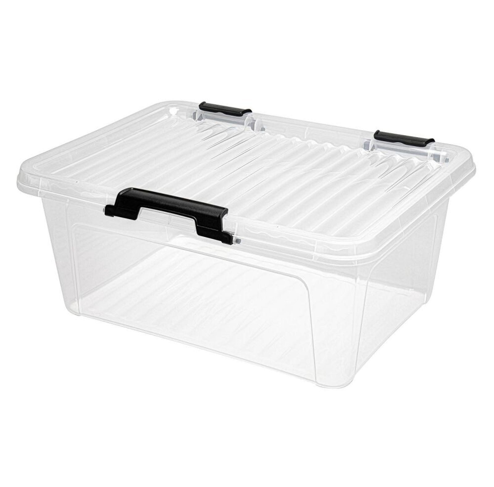 BURI Aufbewahrungsbox Scharnierboxen 11L 40x30x17cm Transparent Deckel Aufbewahrung