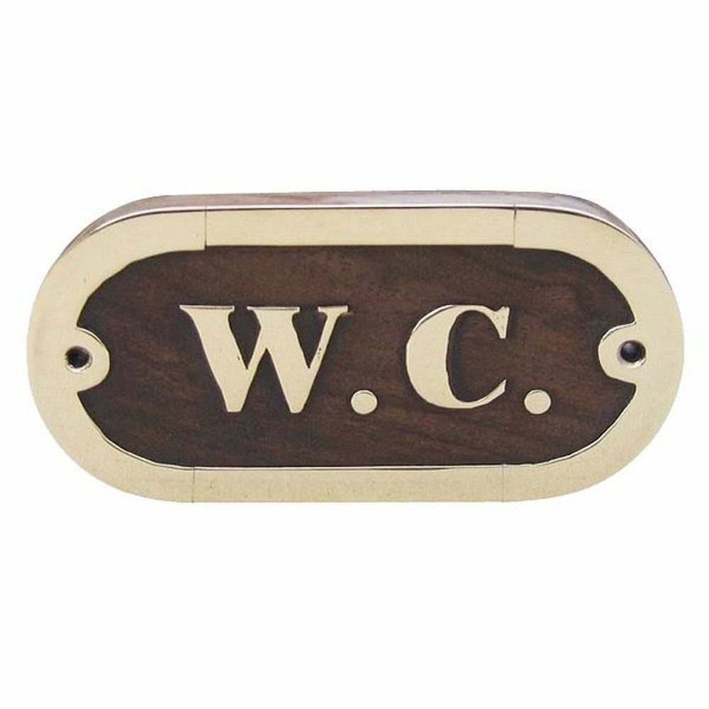"W.C." Türschild Holz aus und Dekoobjekt Kabinen, Linoows Schild Kajüten Schild, maritimes edlem "W.C.", Messing Holz