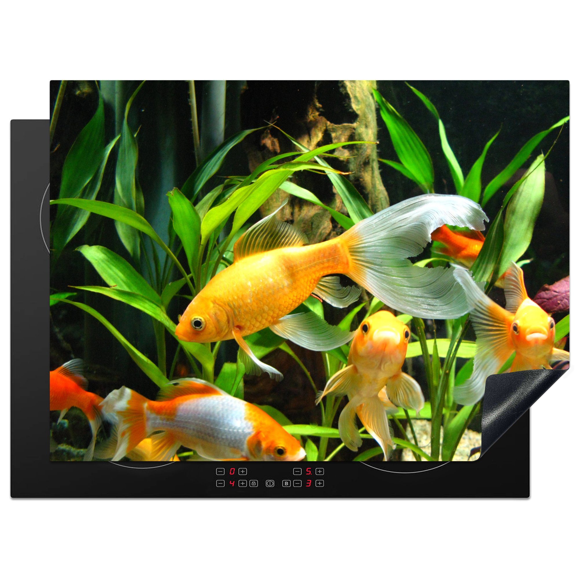 cm, (1 Goldfisch nutzbar, Pflanzen, Ceranfeldabdeckung Herdblende-/Abdeckplatte Vinyl, Arbeitsfläche Aquarium MuchoWow 70x52 Mobile - - tlg),