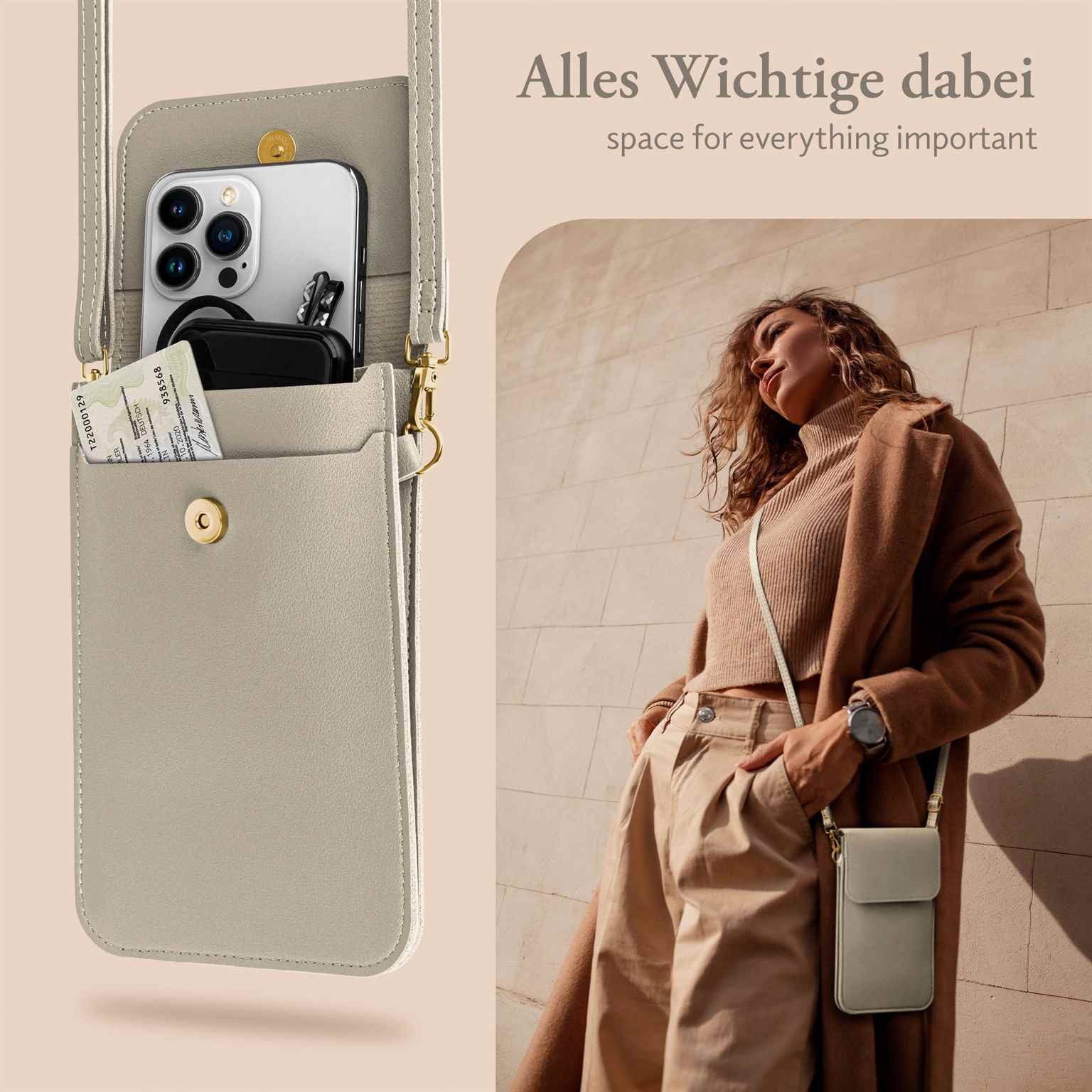 moex Handyhülle moex® CitySling für Sony Xperia 10 VI, Handytasche zum Umhängen kleine Handtasche mit Handyfach Touch-Fenster