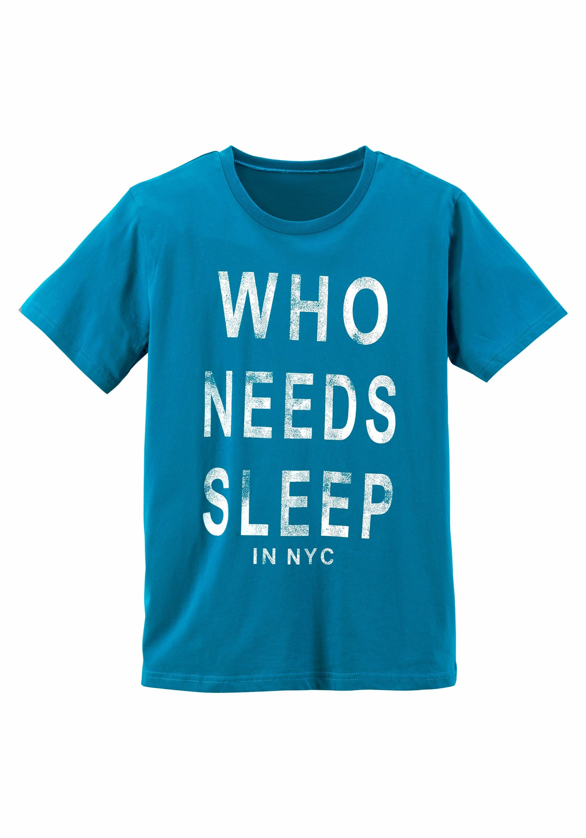 AUTHENTIC LE JOGGER Pyjama (2 tlg., 1 Stück) Schlafanzug mit Spruch "Who needs sleep"