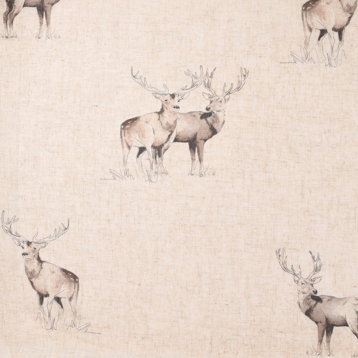 SCHÖNER LEBEN. Stoff Gardinenstoff Leinenoptik Leinenstruktur Hirsch natur 1,40m Breit